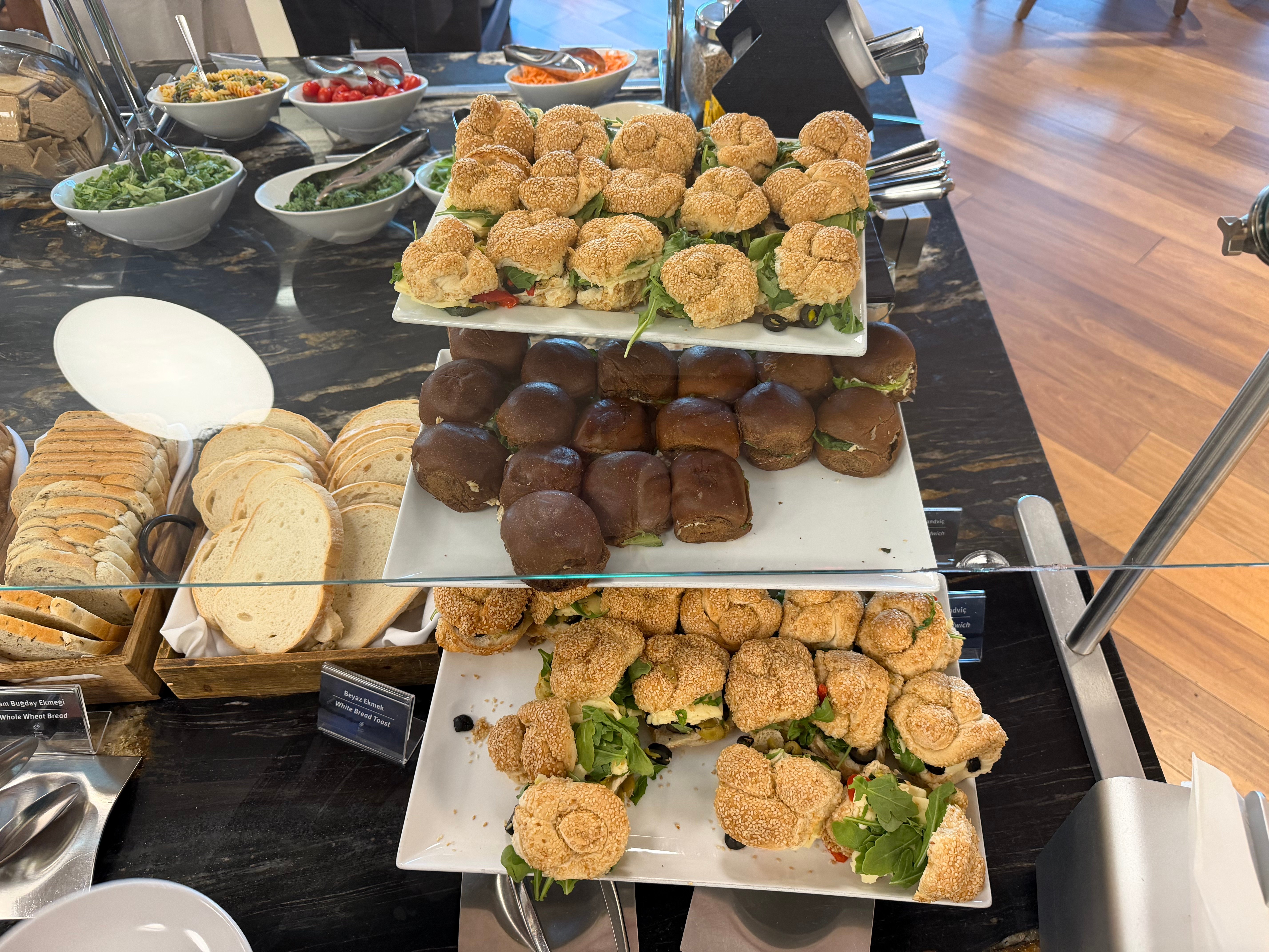 Selection of sandwiches available in the Turkish Airlines Lounge.