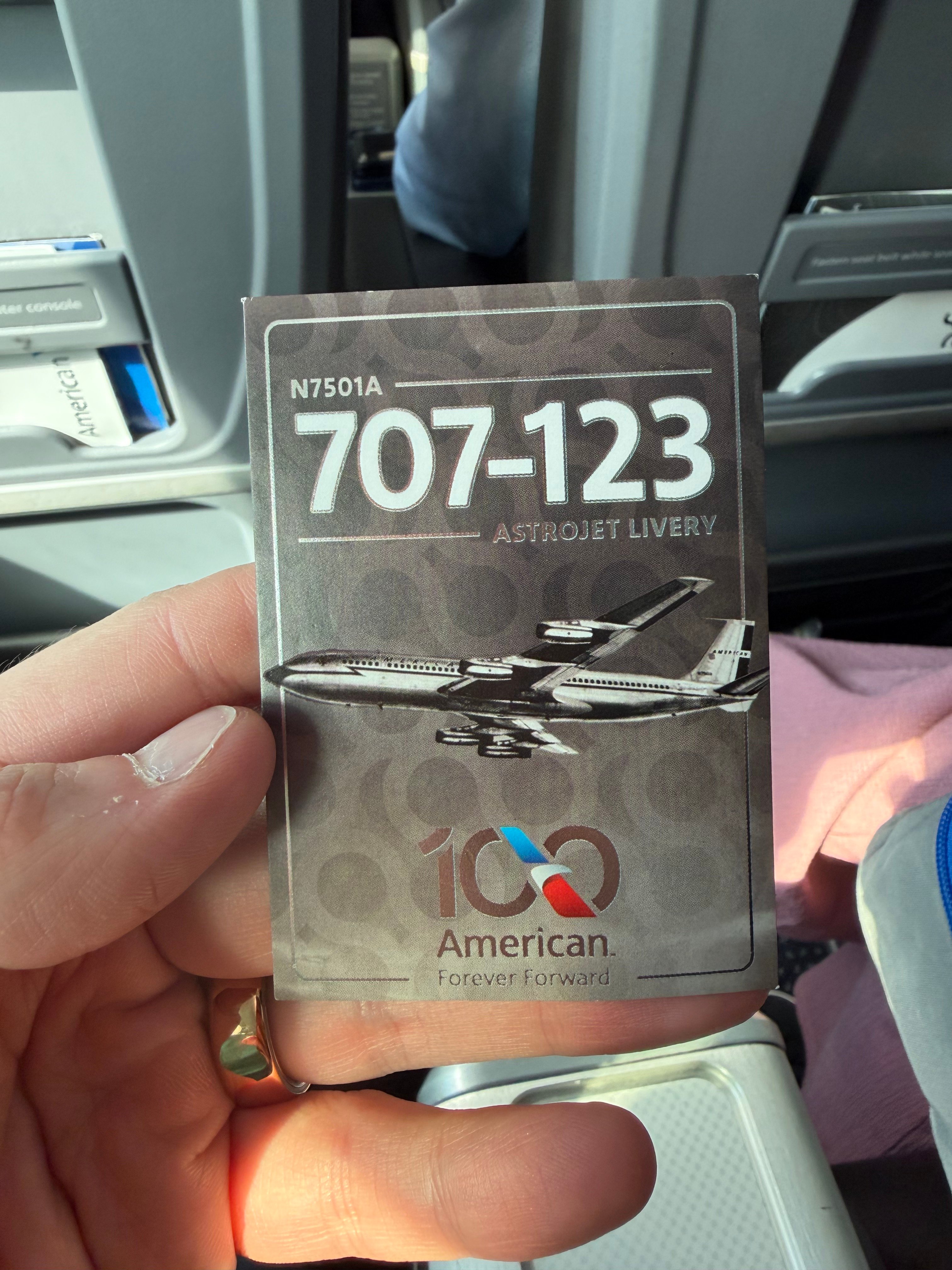 American Airlines Centennial Boeing 707-123 trading card.