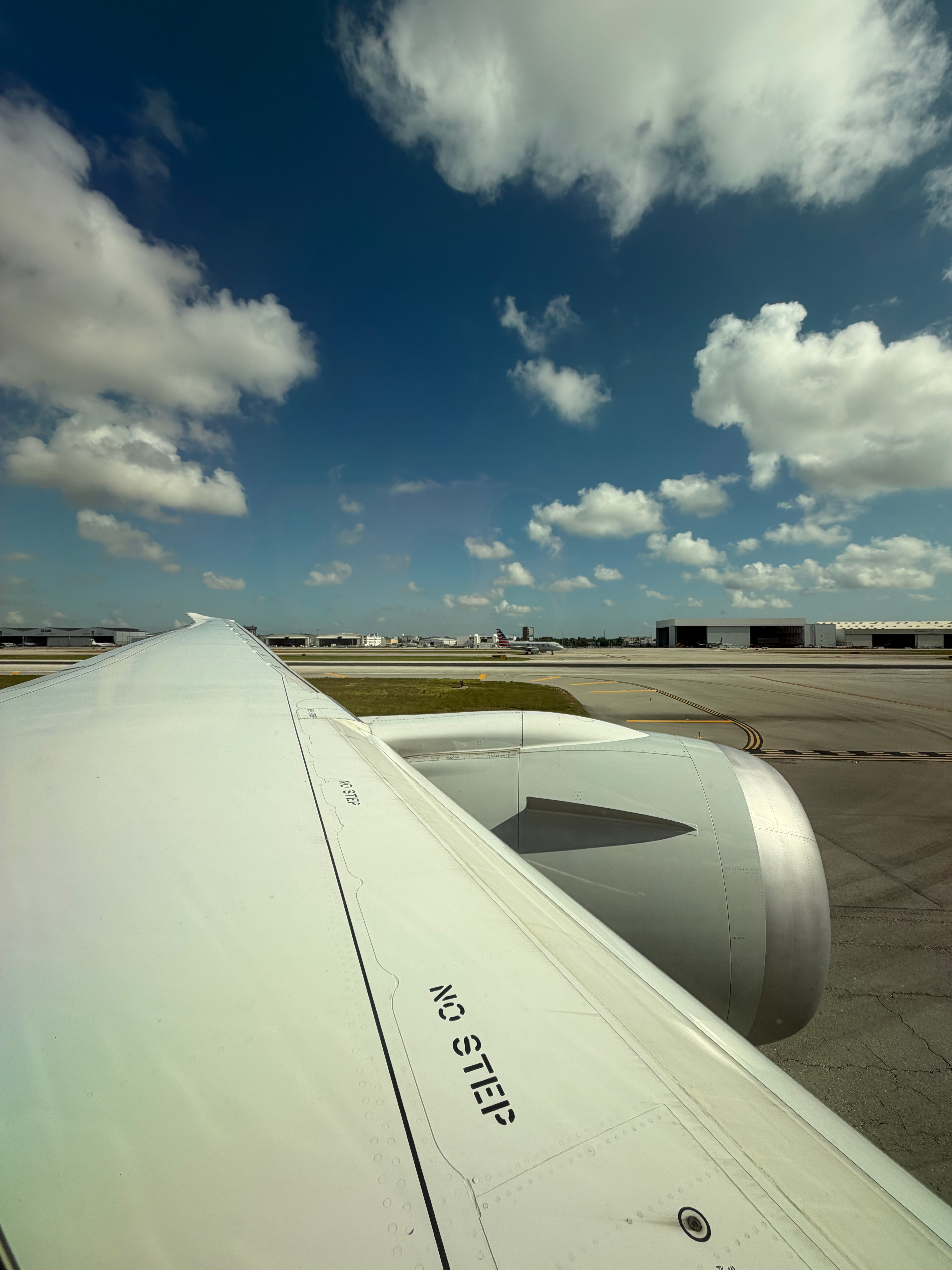 American Airlines Boeing 787-8 taxiing before takeoff in Miami.
