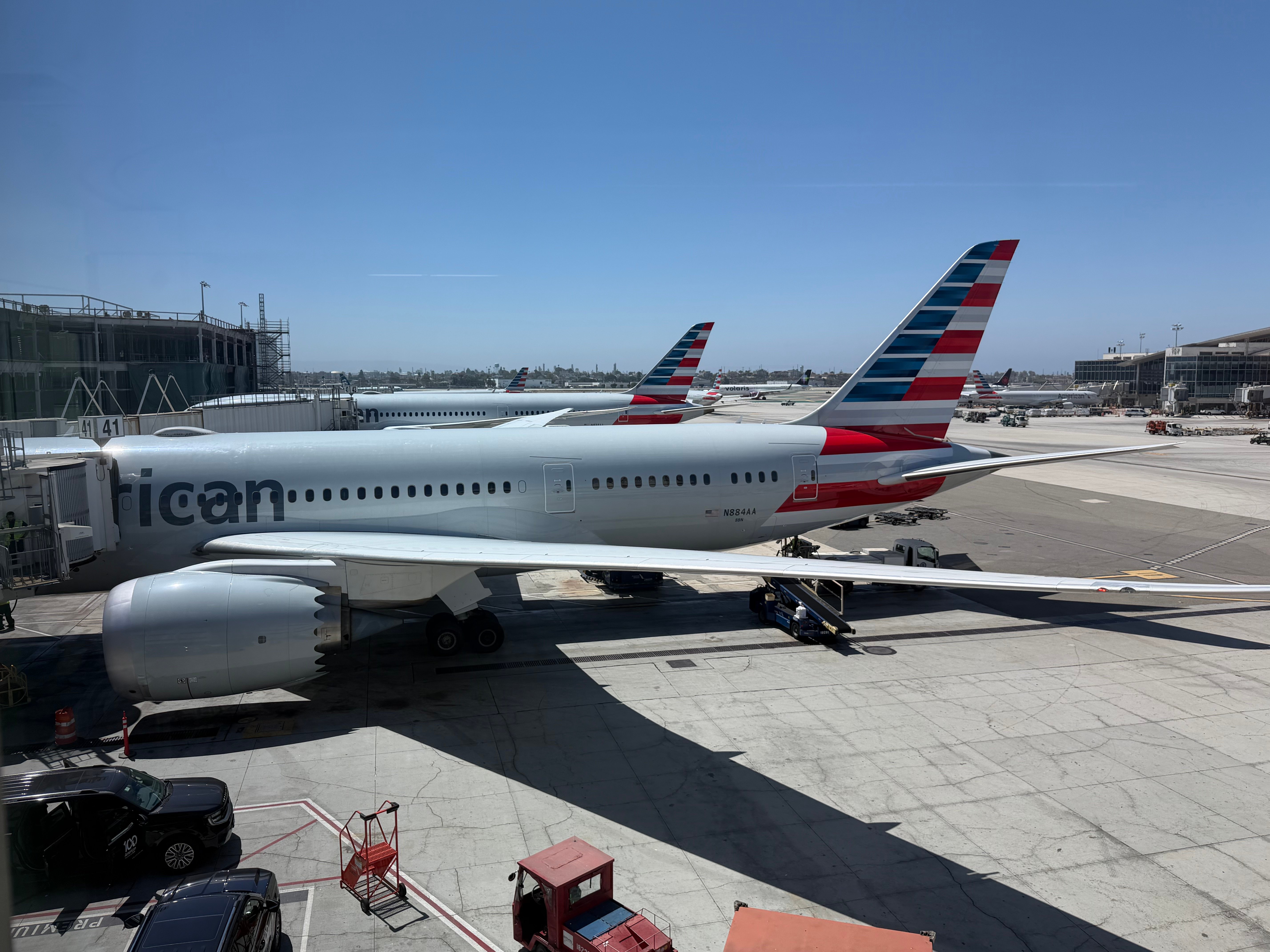 American Airlines aircraft on the ramp at Los Angeles airport.