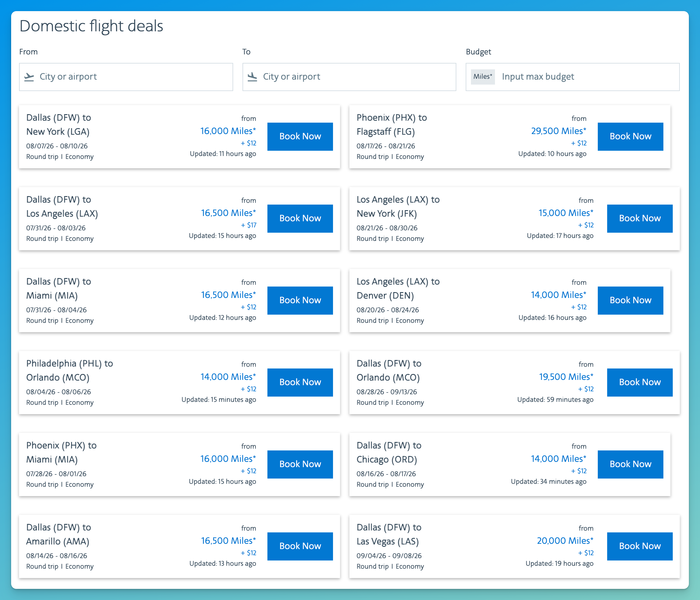 American Airlines award sale deals for U.S. domestic flights found on AwardFares.