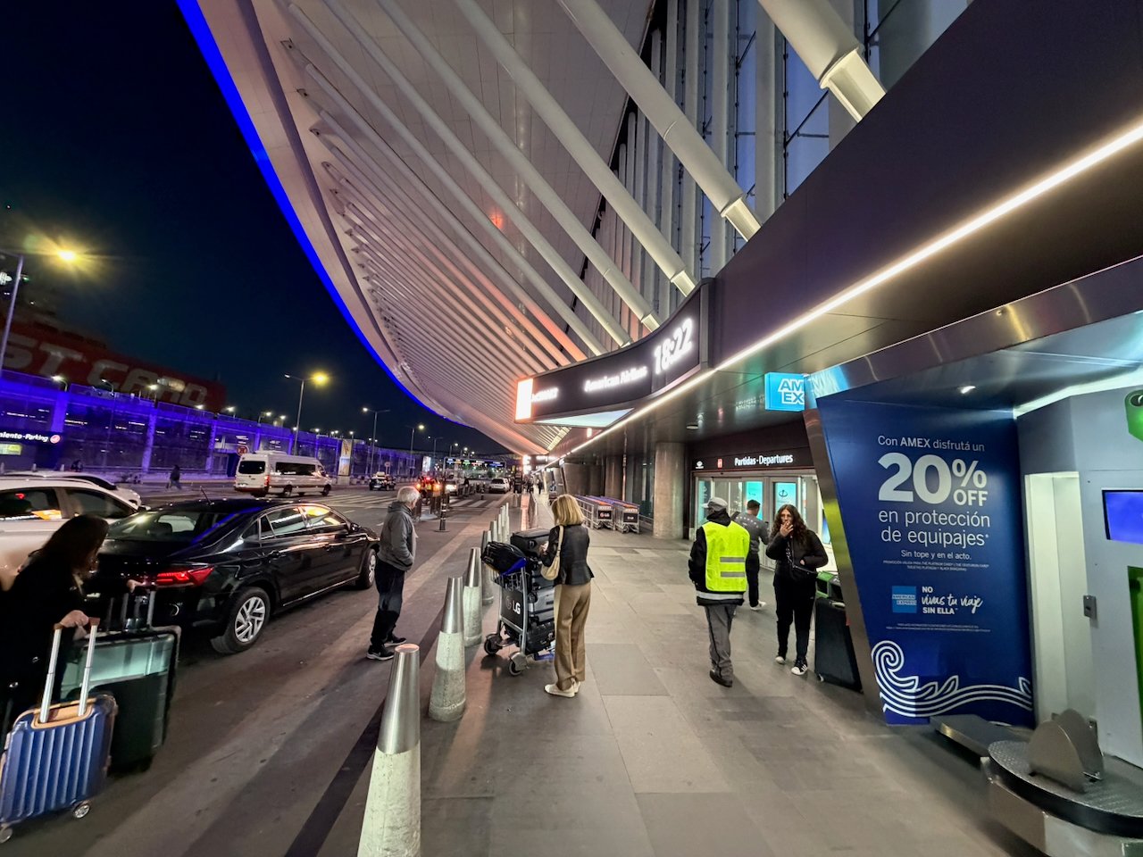 Curbside arrival at Buenos Aires Ezeiza airport before the American Airlines Flagship First flight.
