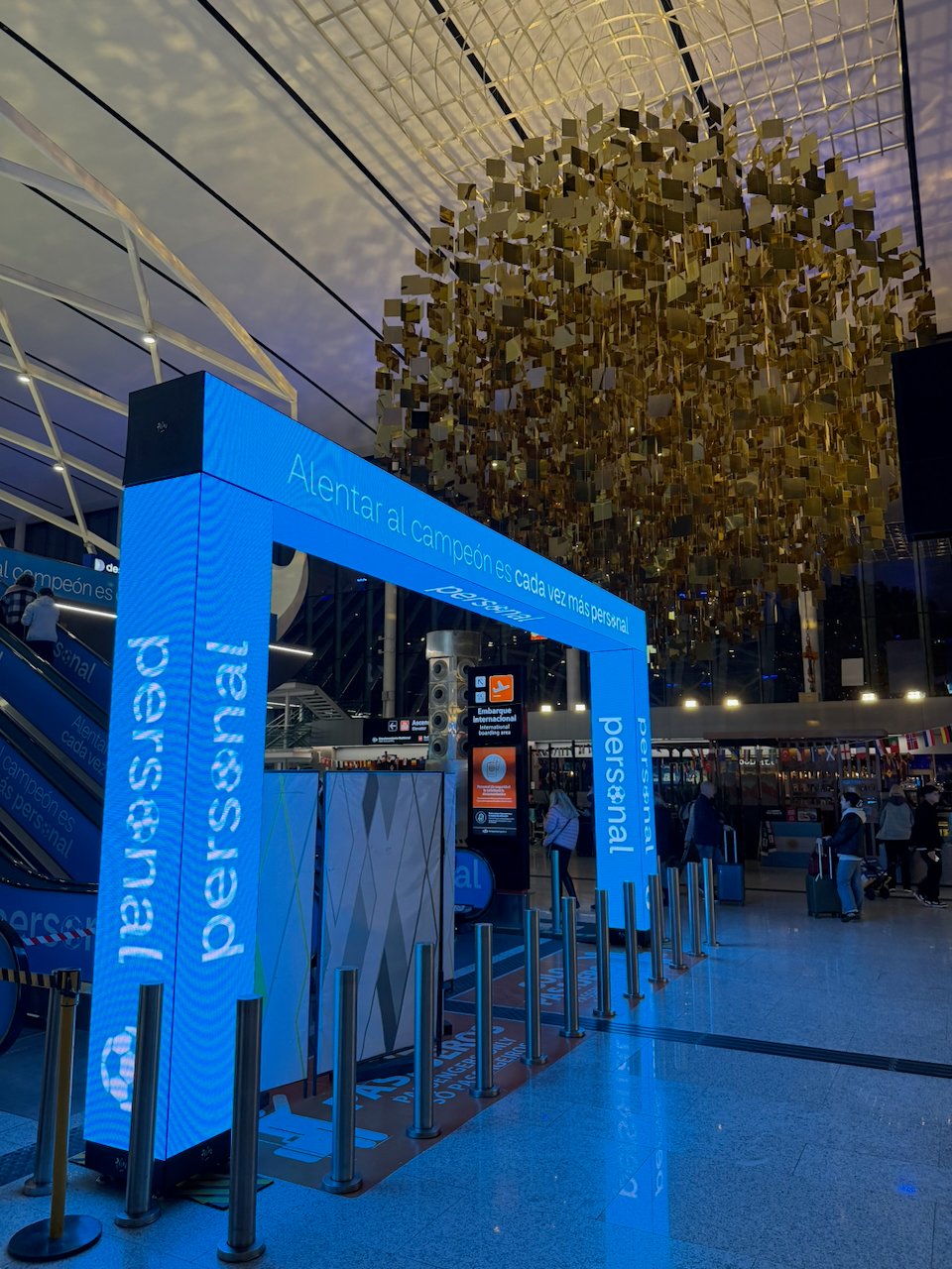 Fast Pass priority lane entrance at Ezeiza airport security.