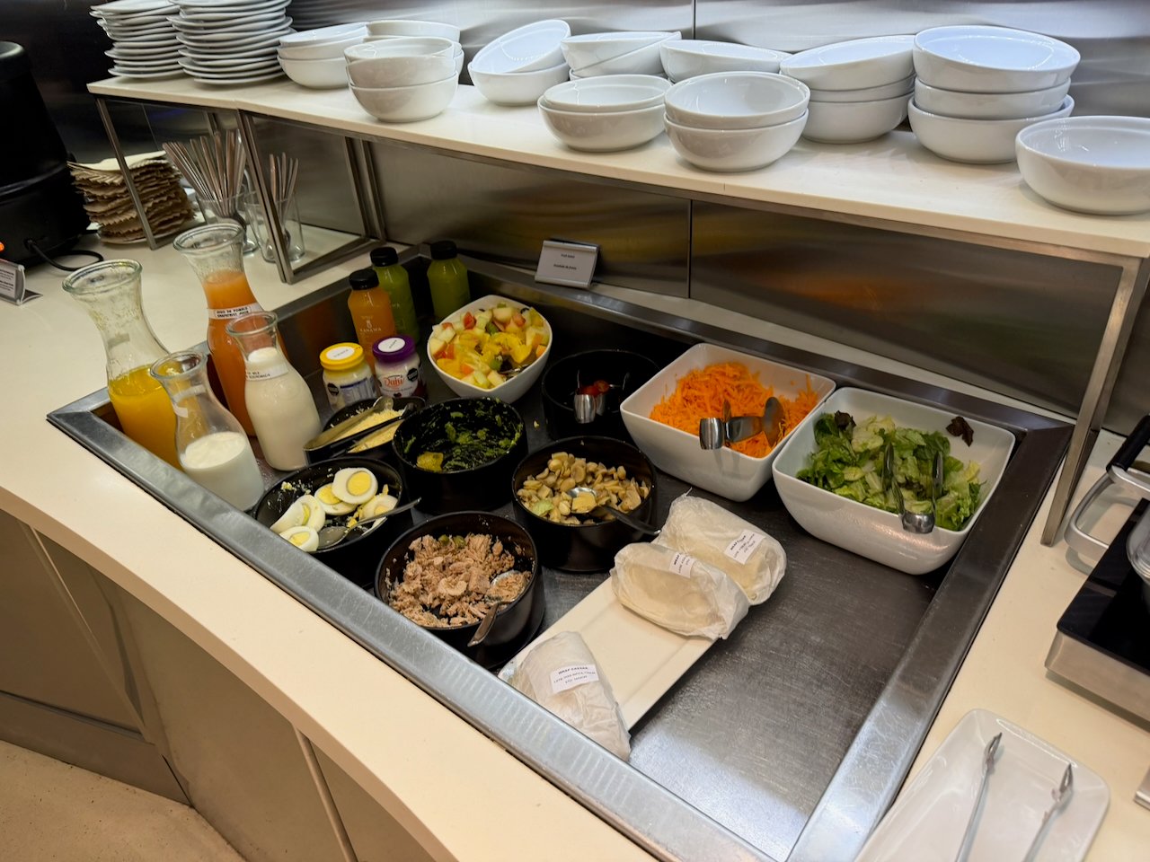 Salad bar at the American Airlines Iberia lounge at Ezeiza.