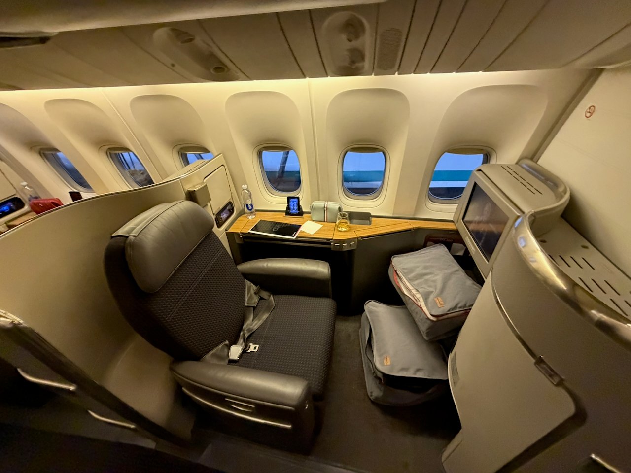 Wide-angle view of the American Airlines Flagship First seat.