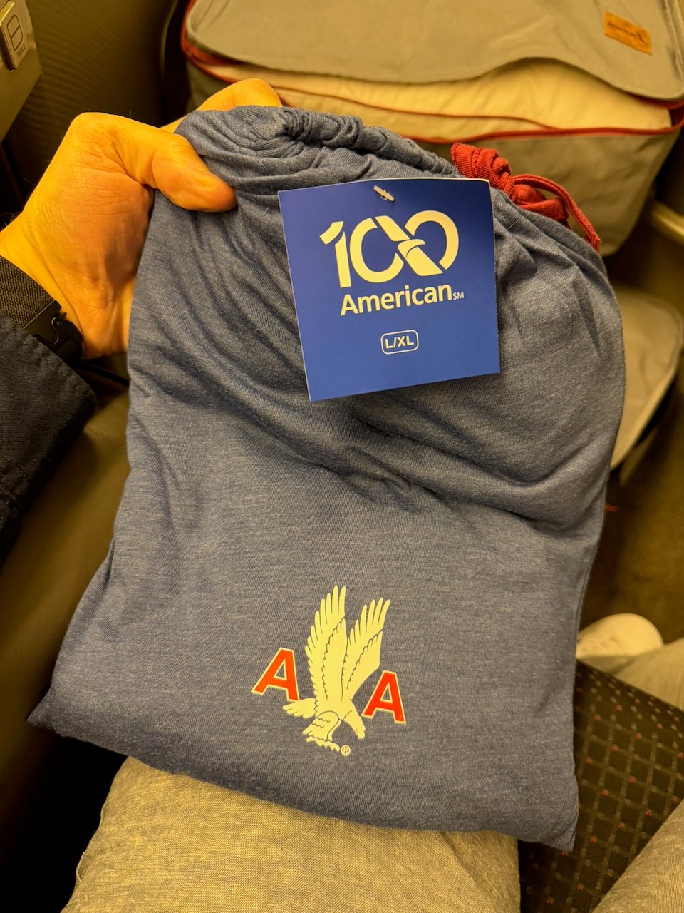 American Airlines centennial 100 pajamas with the retro AA eagle logo.