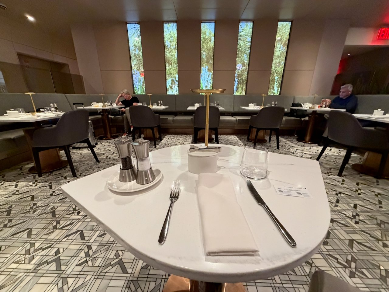 Dining table at the JFK Chelsea Lounge.