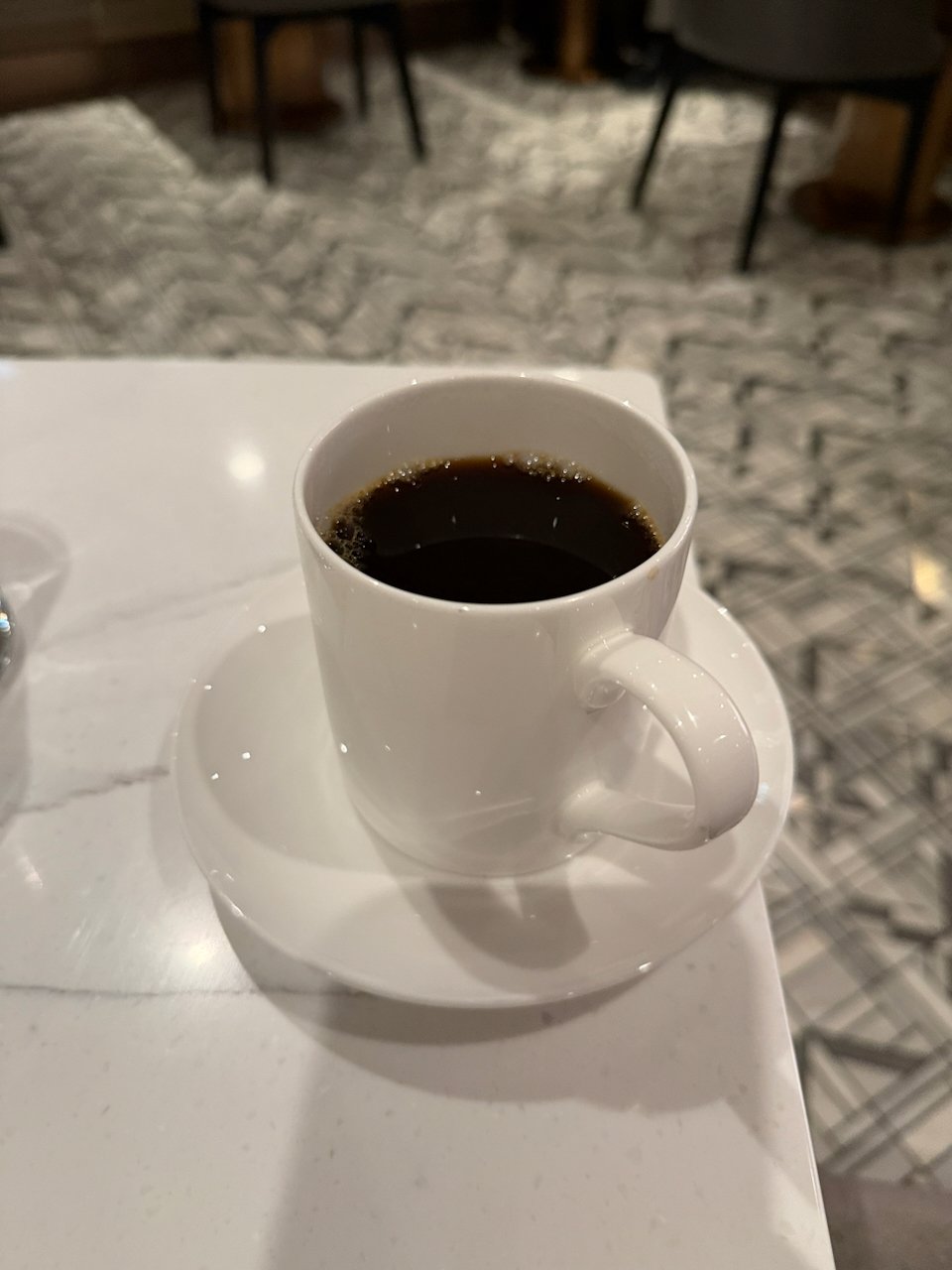 Coffee served at the Chelsea Lounge dining room.