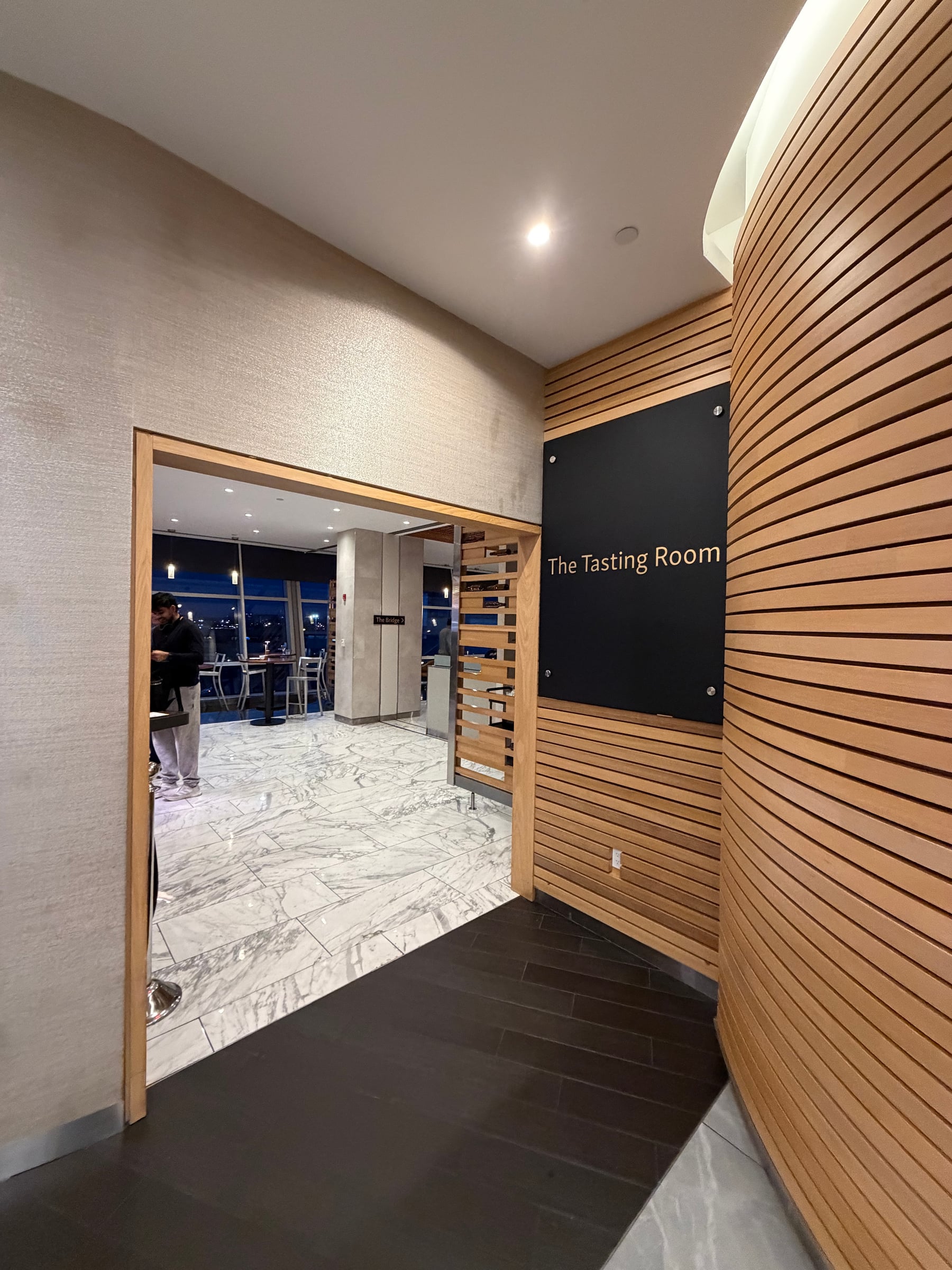 Entrance to the dining room inside the JFK Greenwich Lounge.