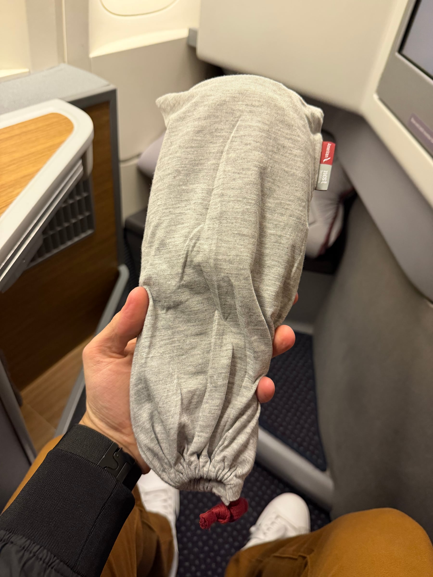 Slipper provided to American Airlines Flagship Business passengers.
