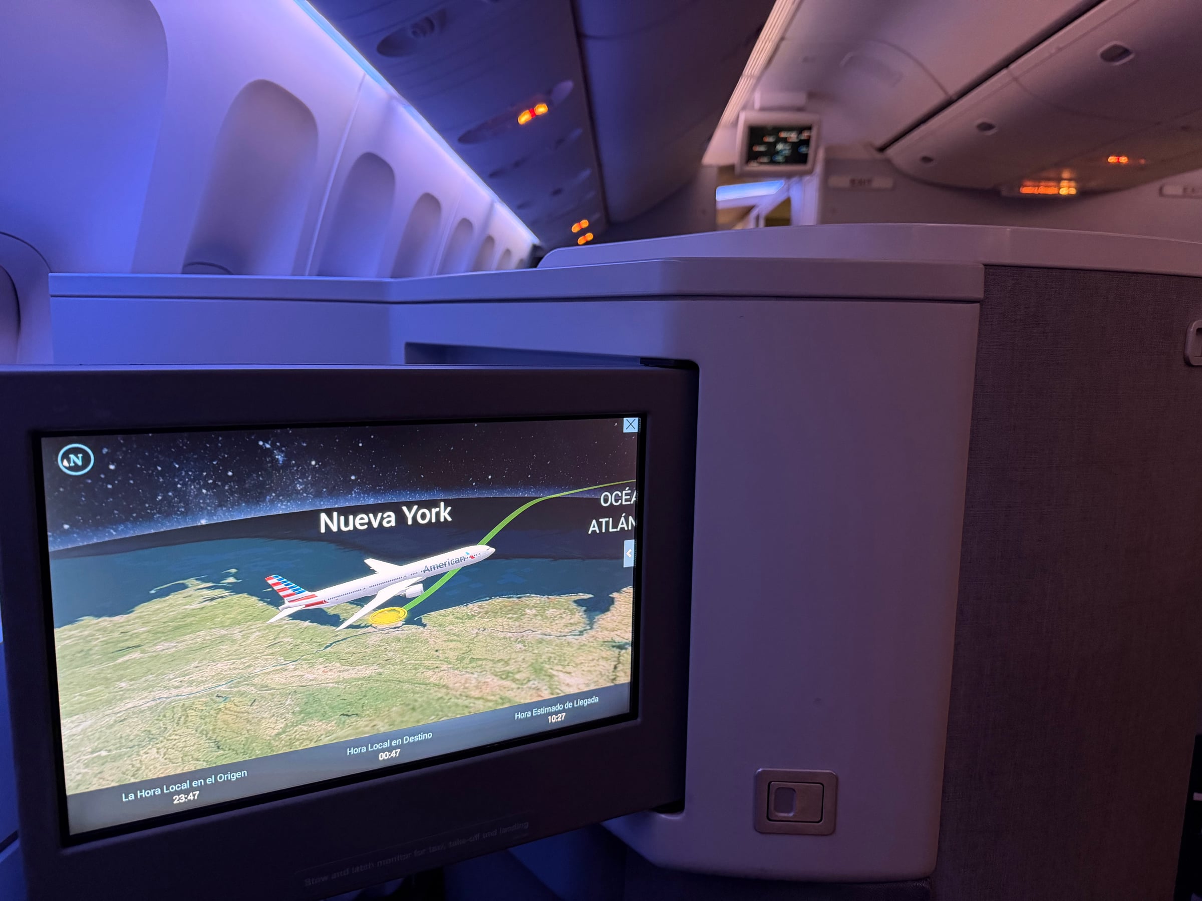 Moving map on the American 777 shortly after departure from New York JFK.
