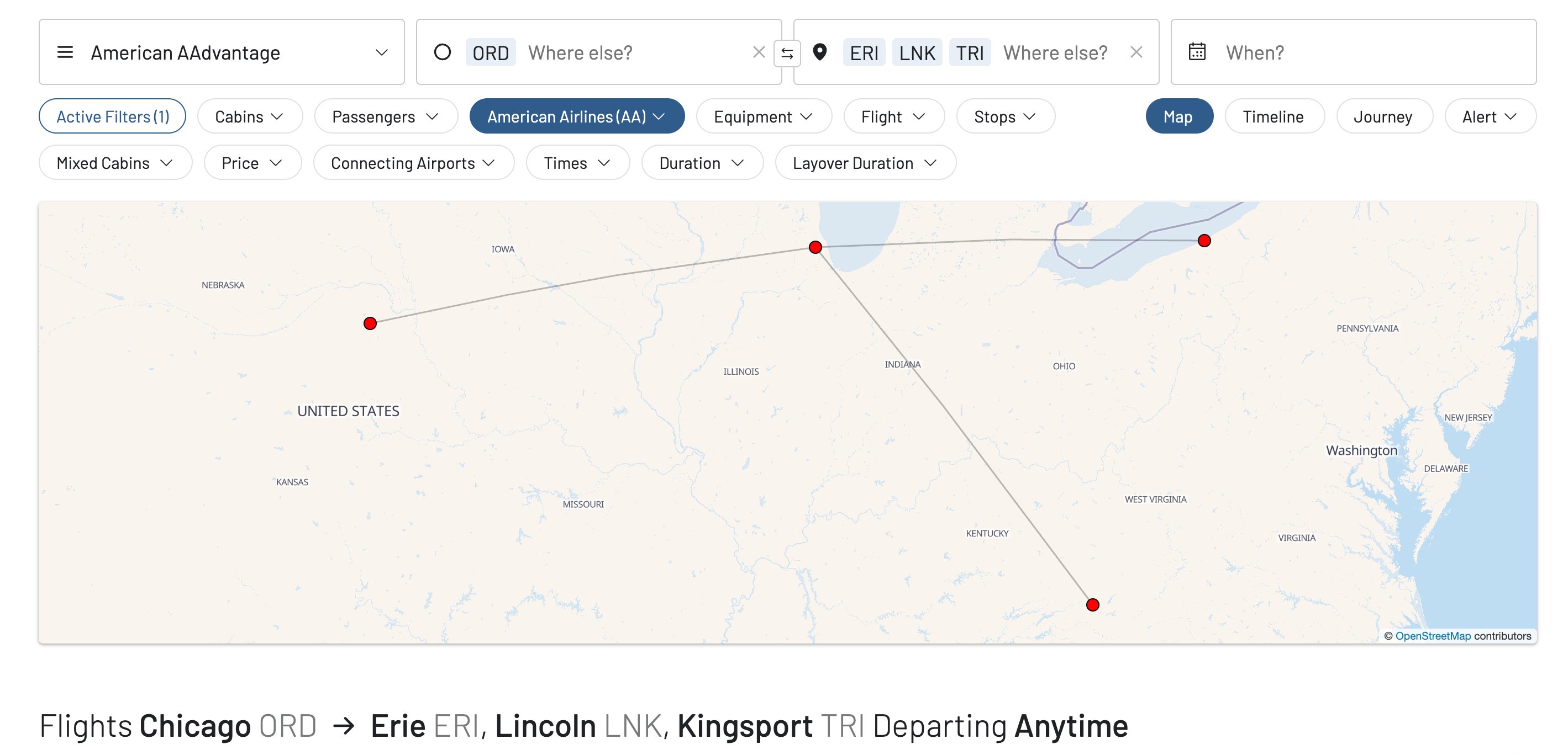 Map of American Airlines new routes for Summer 2026.