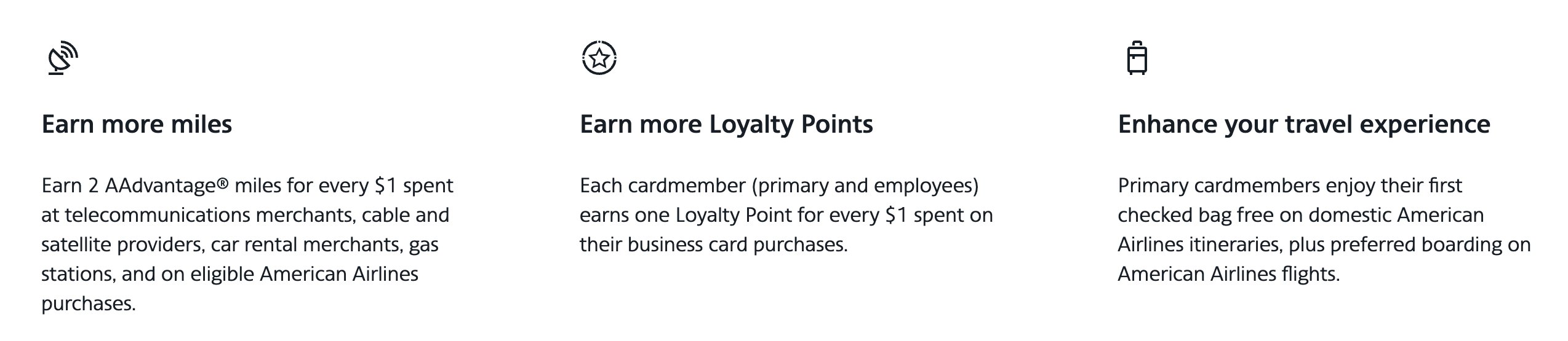American Airlines AAdvantage Business Program Extra Loyalty Points.