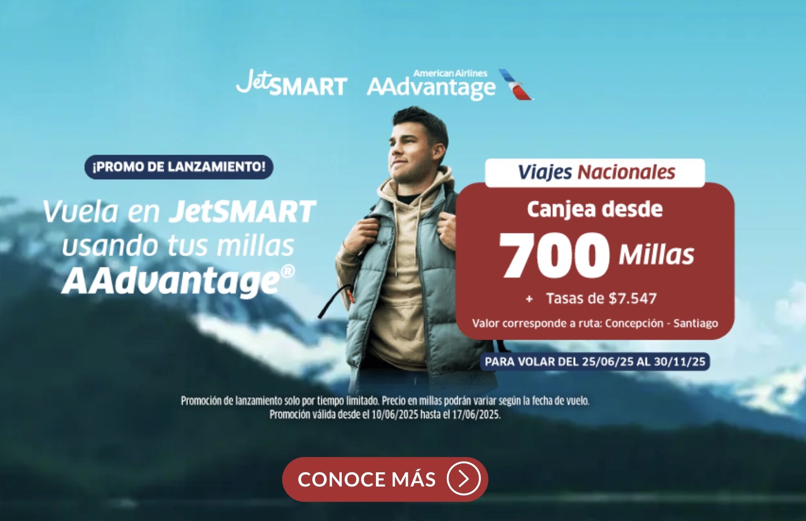 JetSMART and American Airlines partnership enables AAdvantage redemptions on JetSMART flights.
