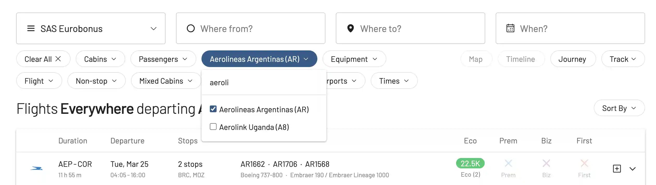 How to book flights on Aerolíneas Argentinas with SAS EuroBonus points.