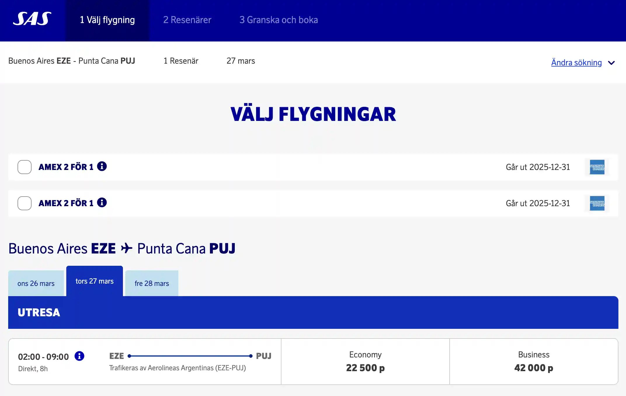 How to book flights on Aerolíneas Argentinas with SAS EuroBonus points.