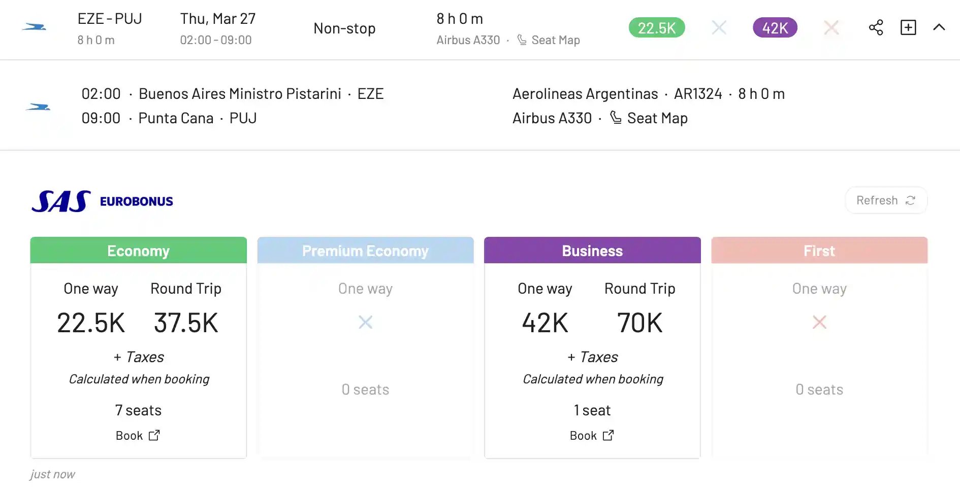 How to book flights on Aerolíneas Argentinas with SAS EuroBonus points.