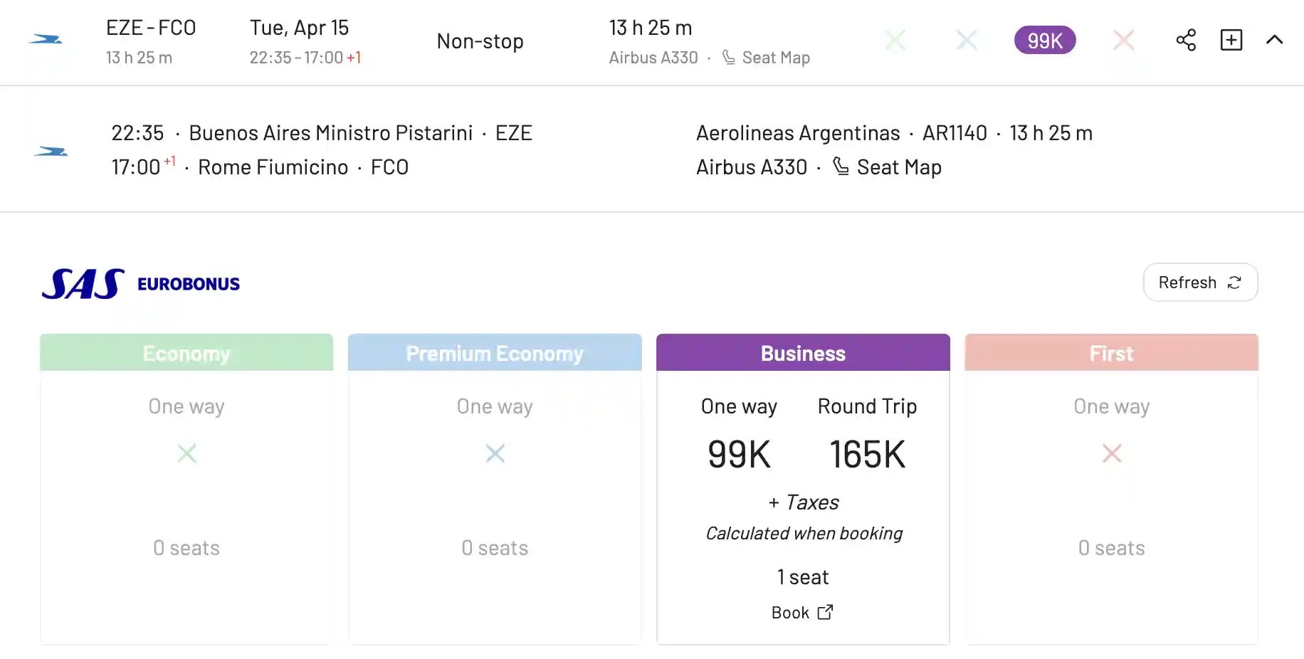 How to book flights on Aerolíneas Argentinas with SAS EuroBonus points.