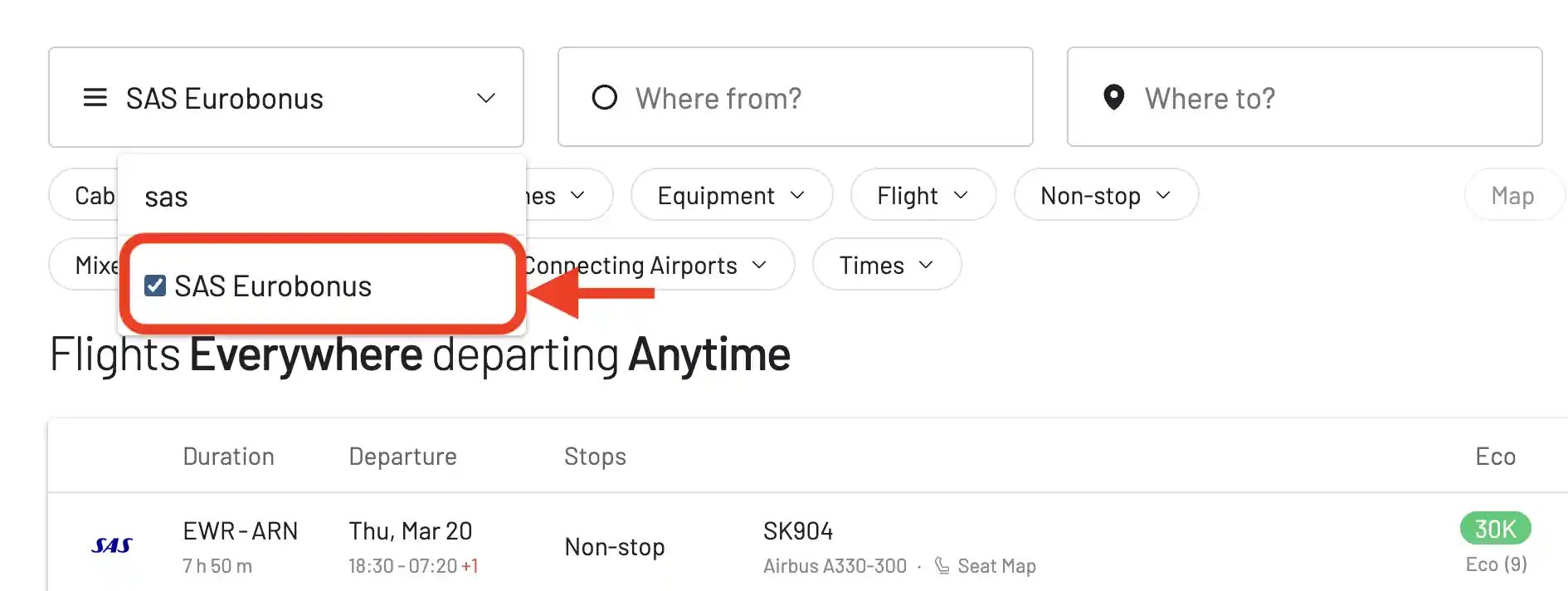 How to book flights on Aerolíneas Argentinas with SAS EuroBonus points.