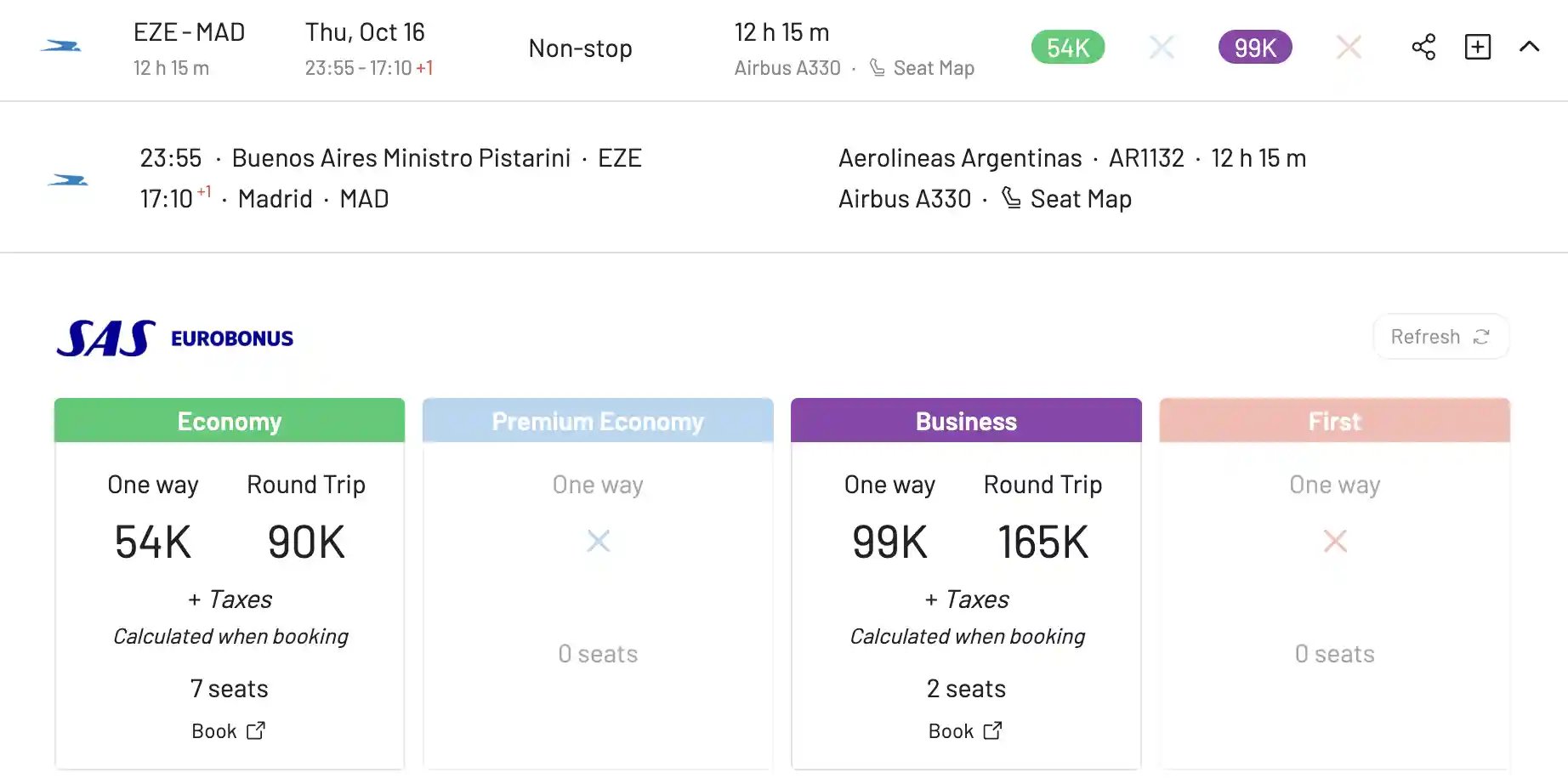 How to book flights on Aerolíneas Argentinas with SAS EuroBonus points.