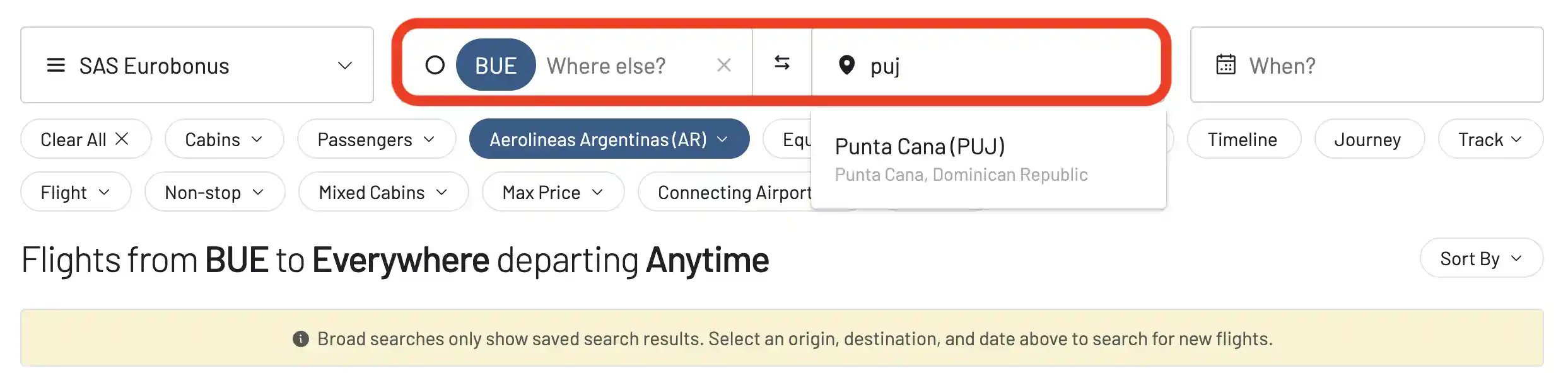 How to book flights on Aerolíneas Argentinas with SAS EuroBonus points.