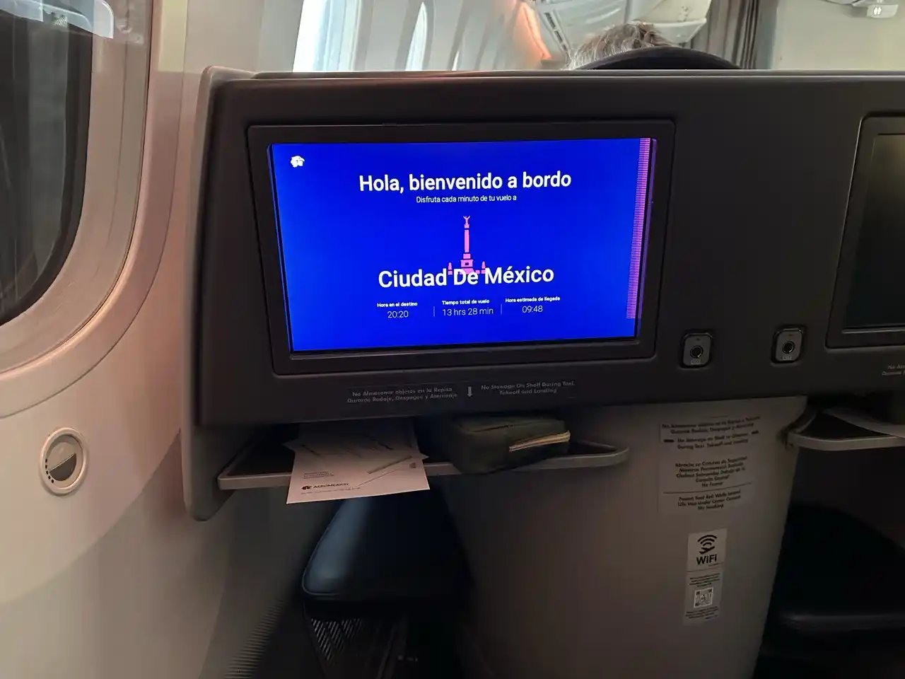 Pantallas de entretenimiento en Clase Ejecutiva Aeroméxico 787-8