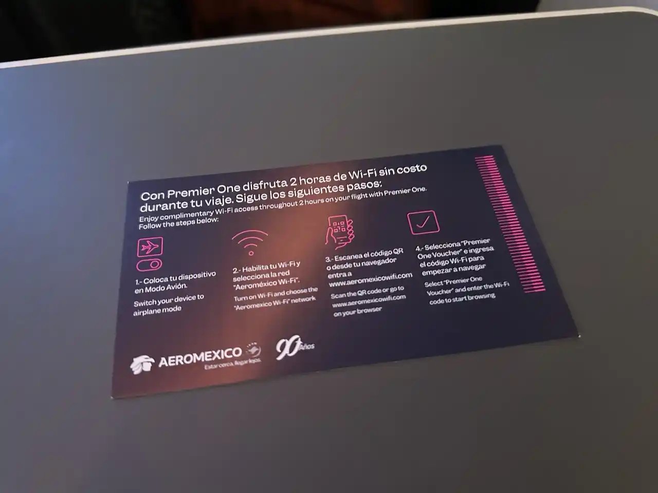 Vale de WIFI Clase Business Aeroméxico 787-9