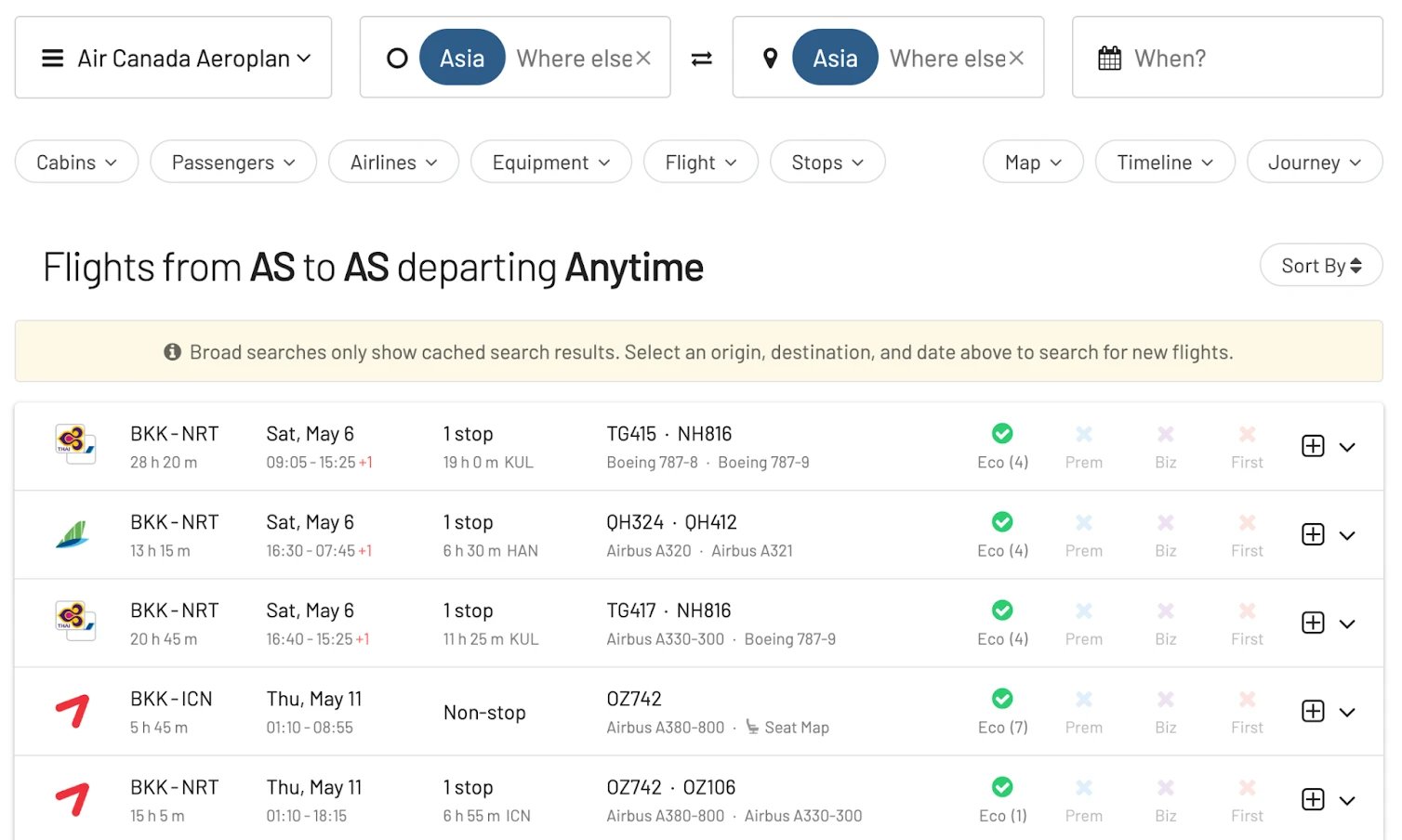 Aeroplan sweet spot: Intra-Asia flights in a premium cabin.