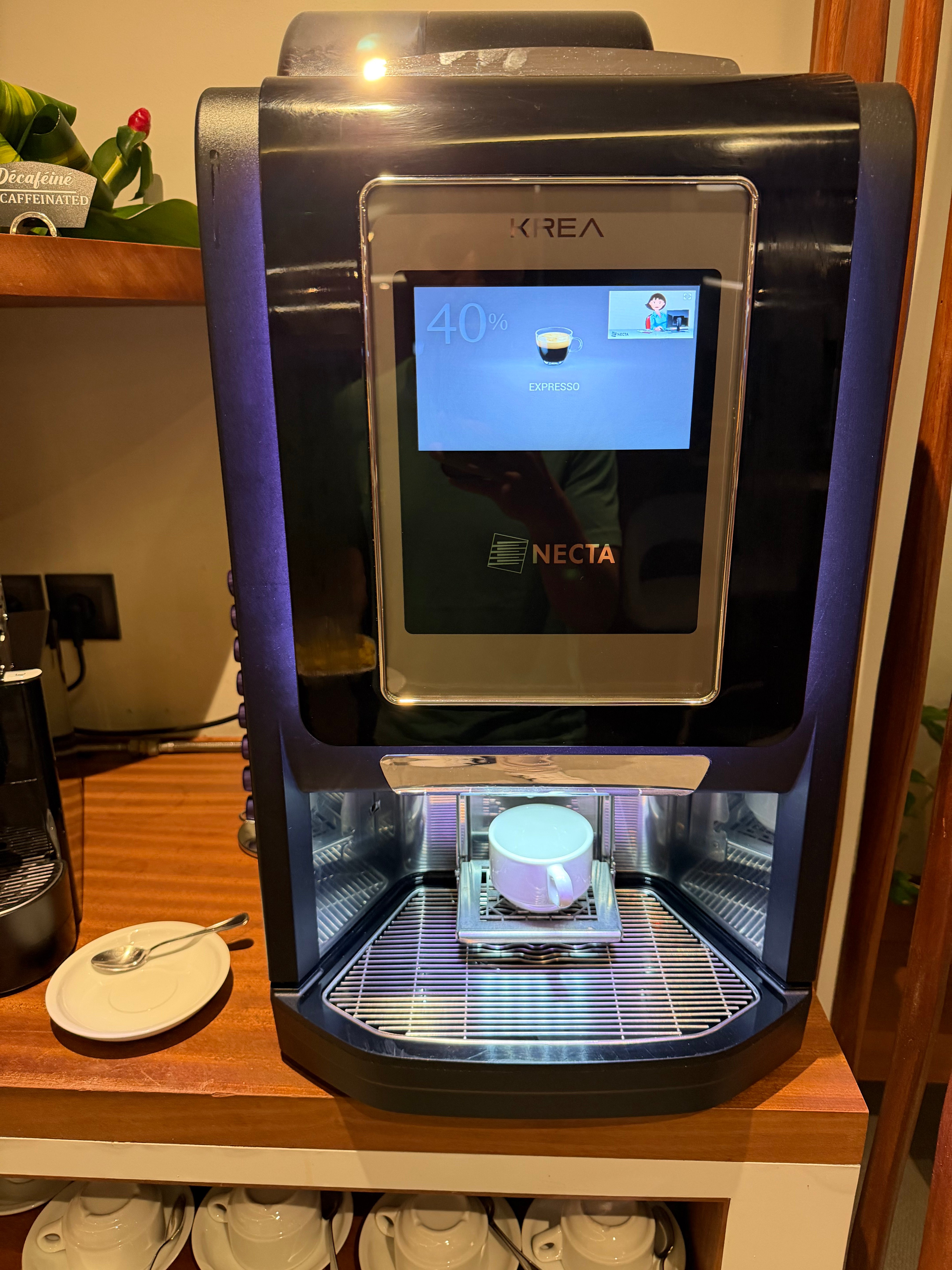 Self service coffee machine in the lounge.