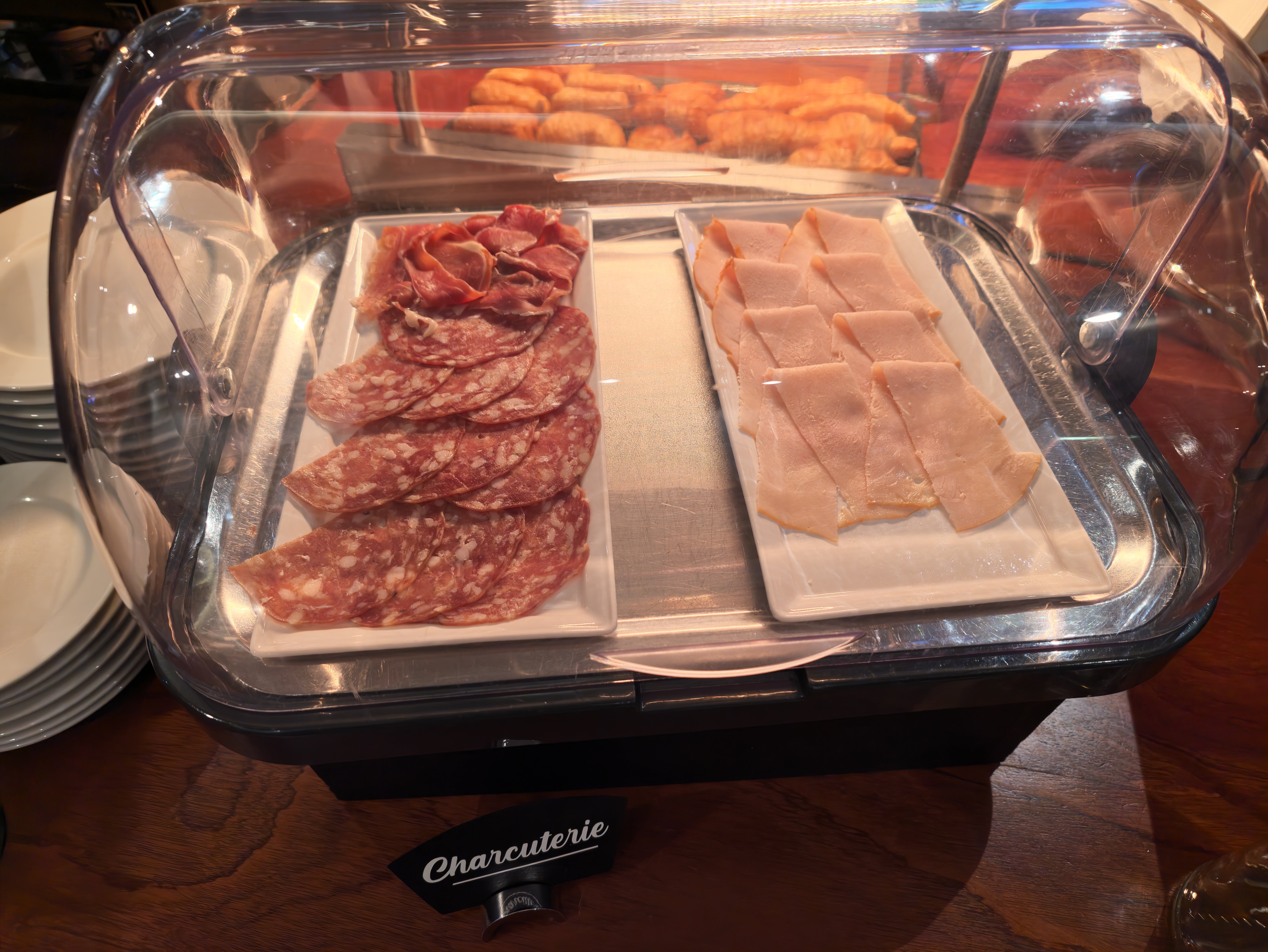 Cold cuts on the lounge breakfast buffet.