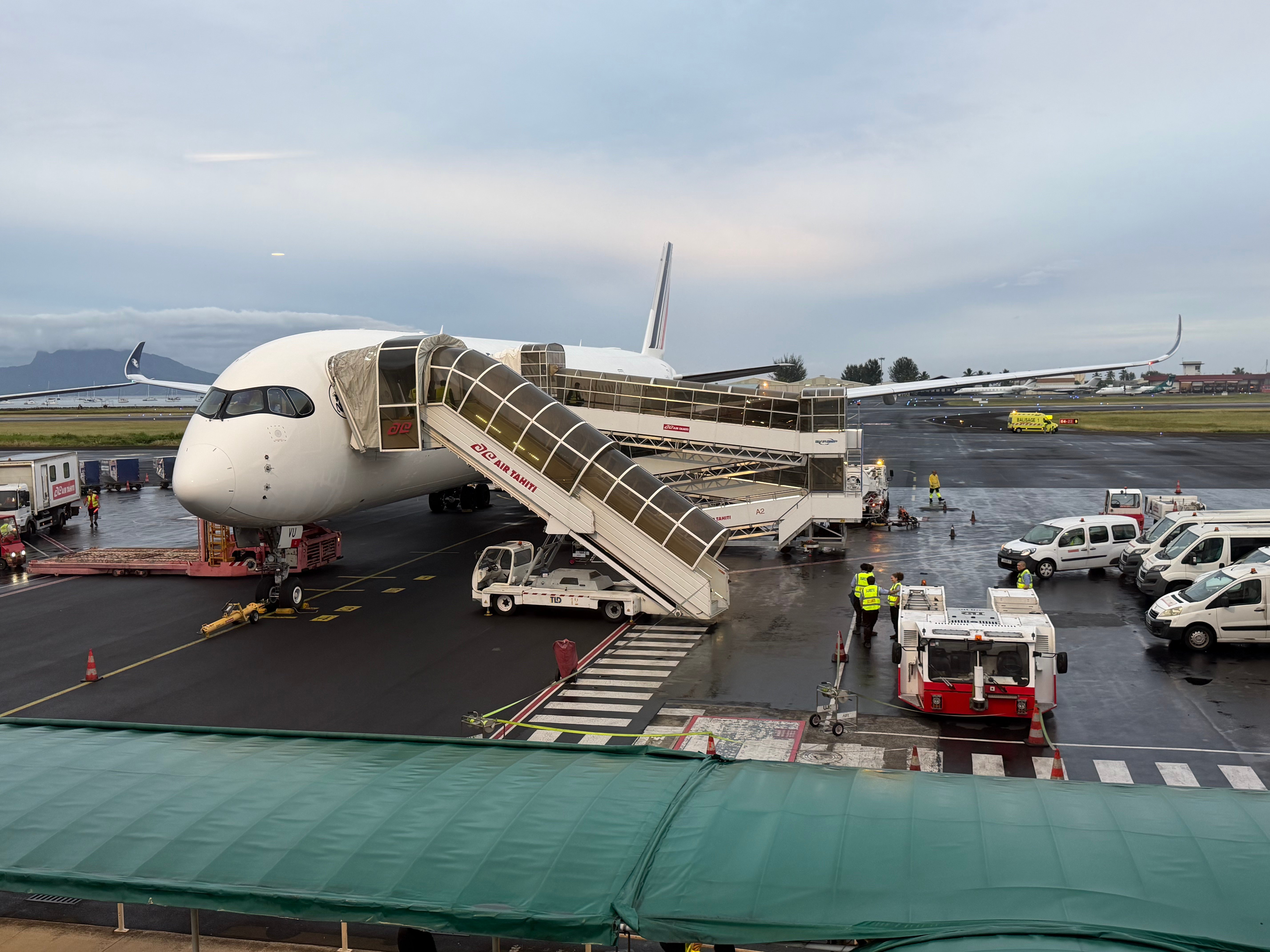 Boarding stairs attached to the Air France A350.