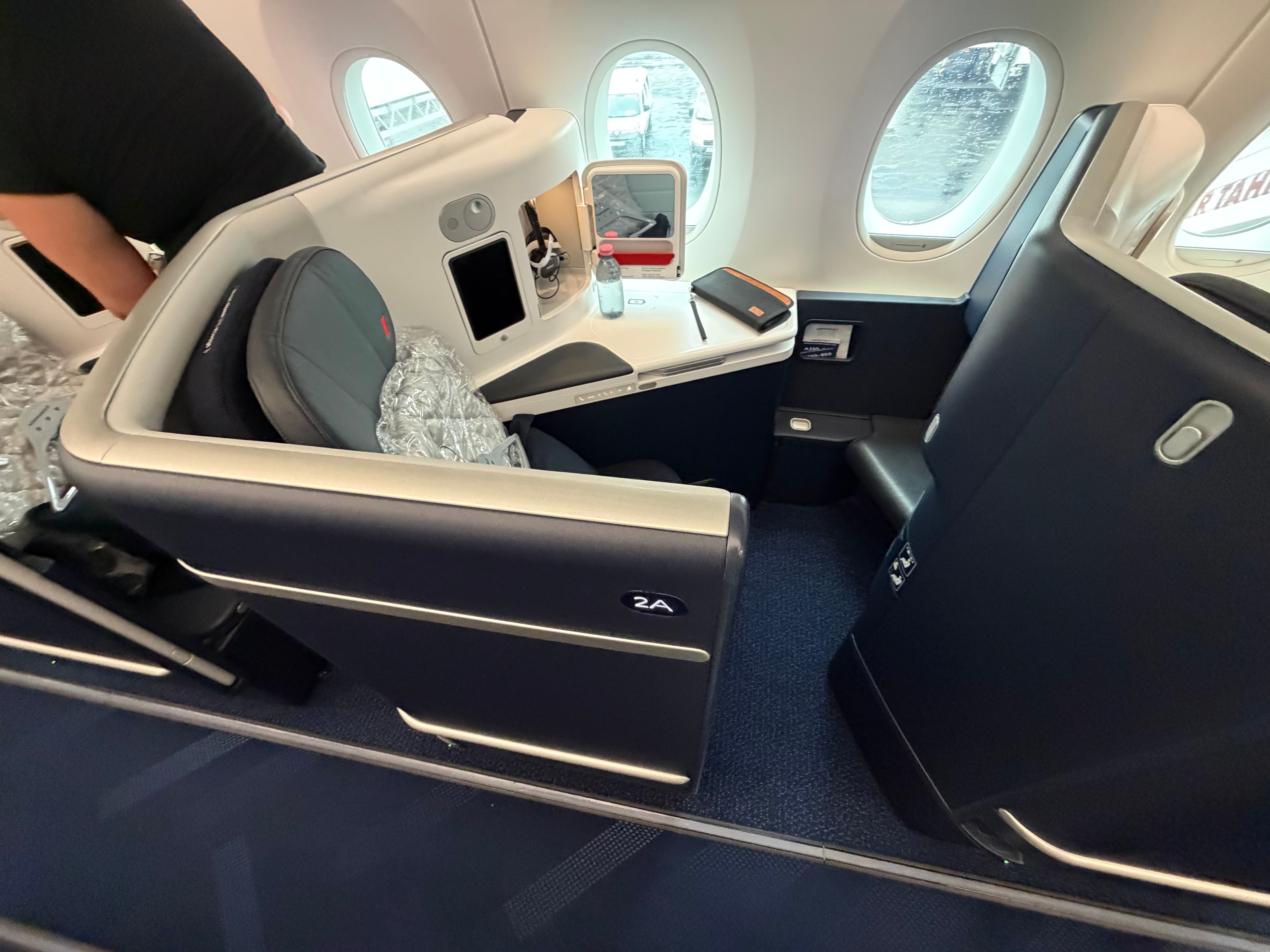 Air France A350 Business Class suite 2A before departure.