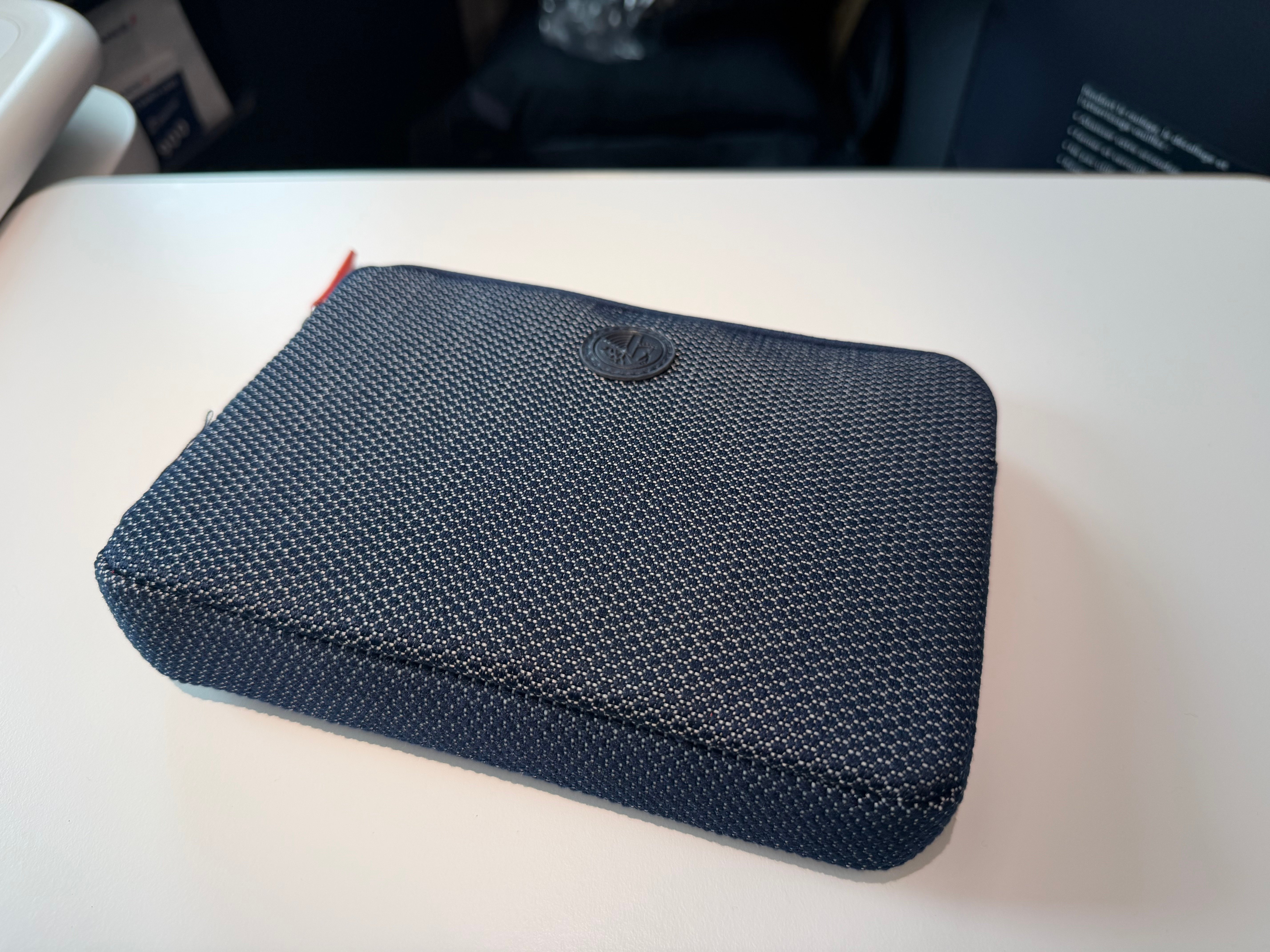 Compact fabric Air France Business Class amenity pouch.