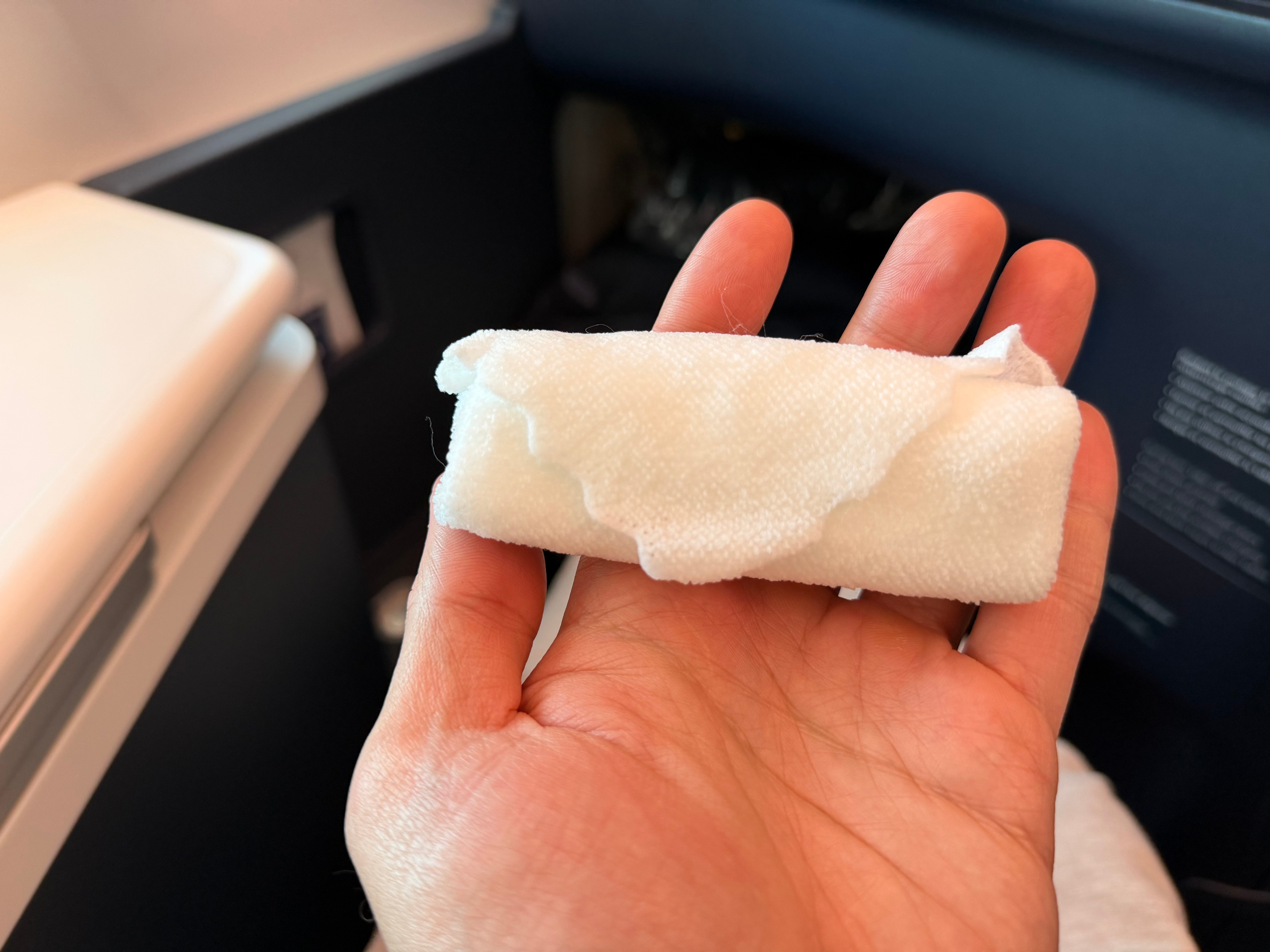 Hot towel before the meal service.