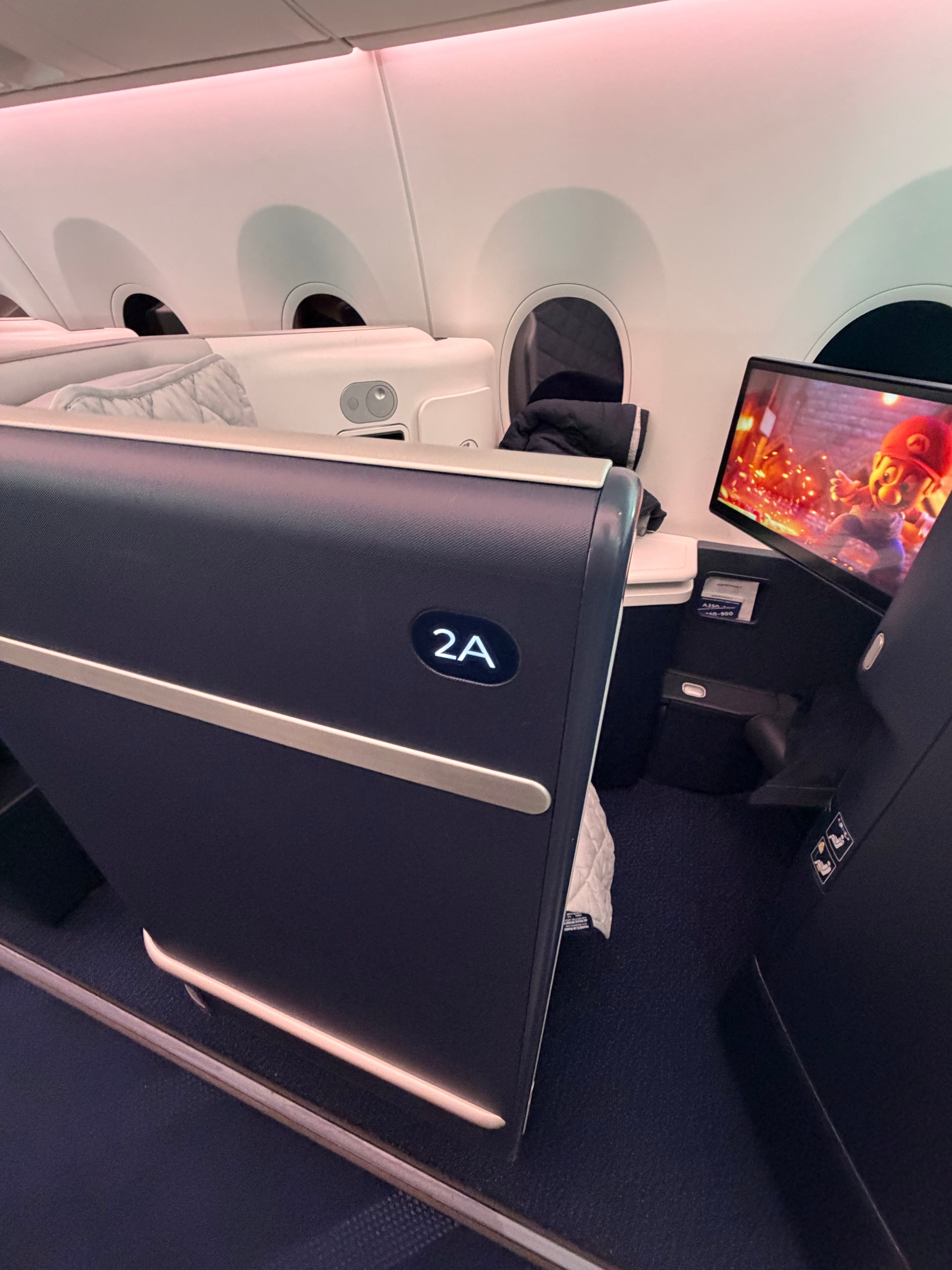 Suite 2A with the seat prepared as a bed.
