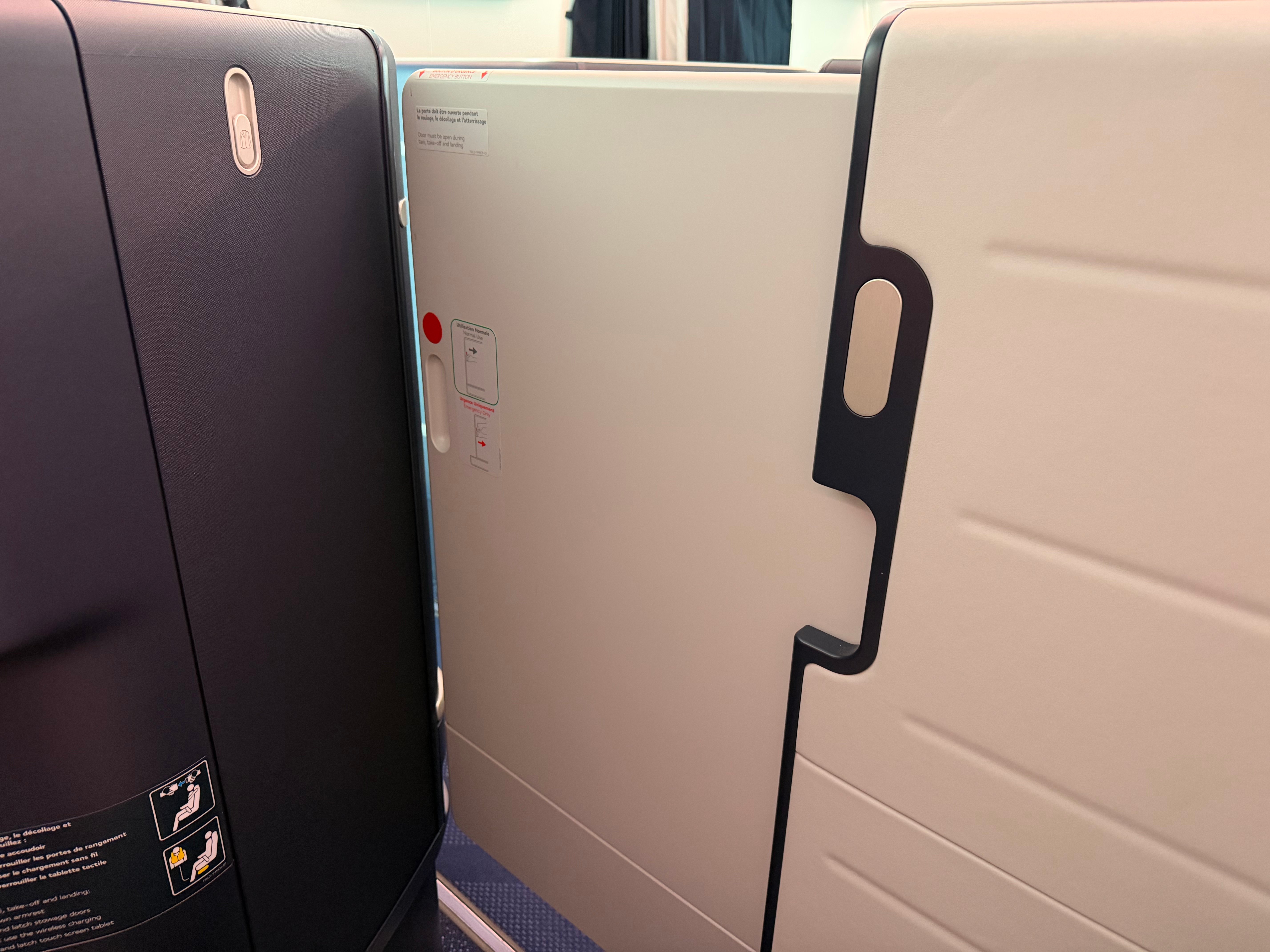 Sliding door closed on an Air France A350 Business Class suite.
