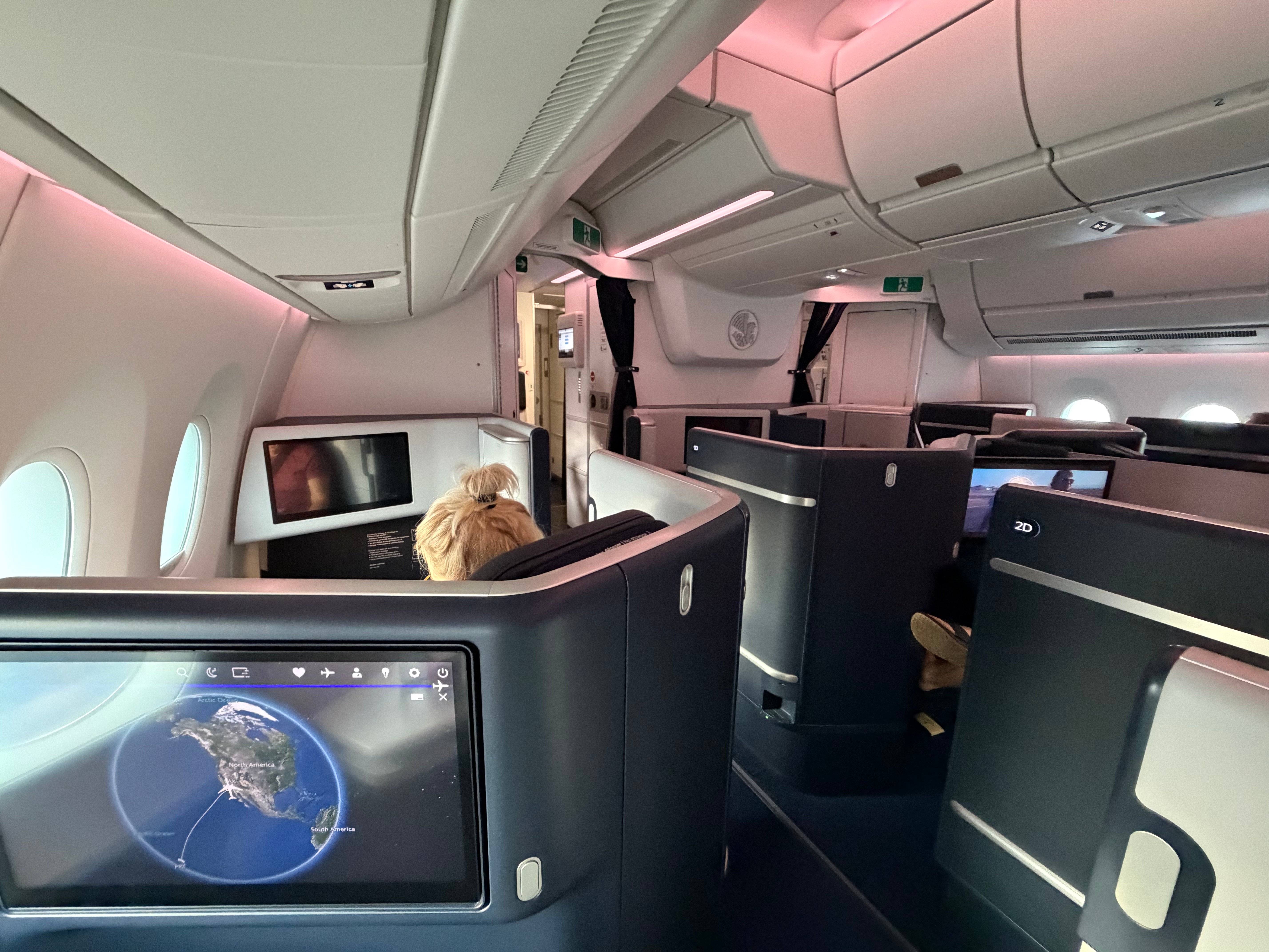 Air France Business Class cabin before arrival.
