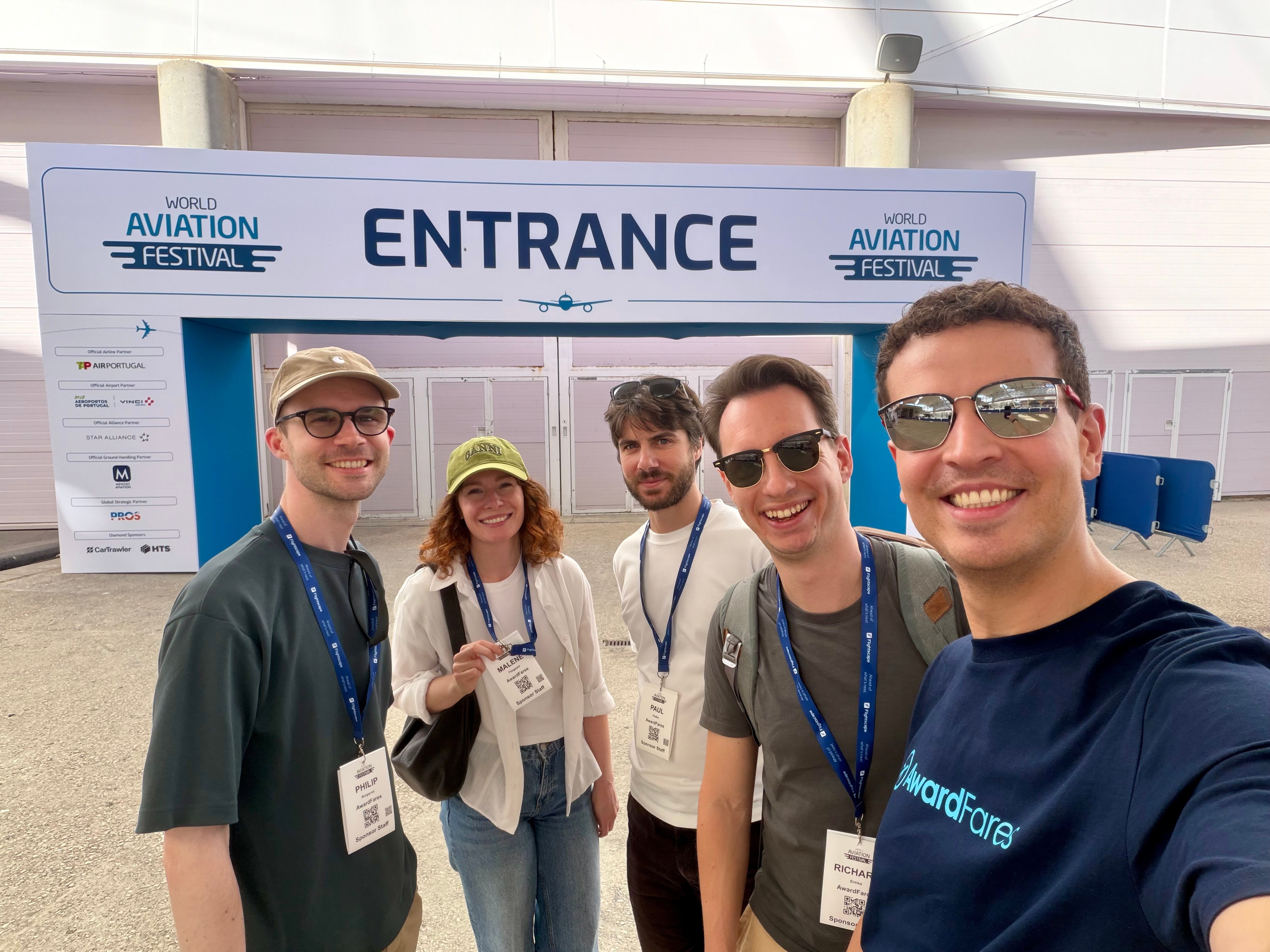 Our group at the World Aviation Festival entrance in Lisbon.