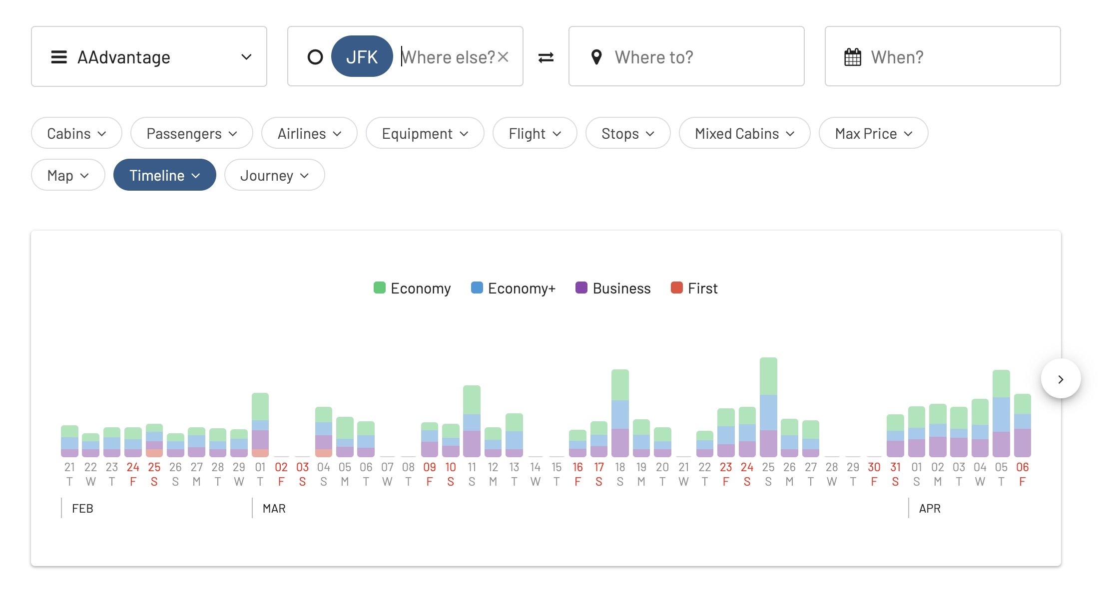 Use AwardFares to find AAdvantage Award Availability.