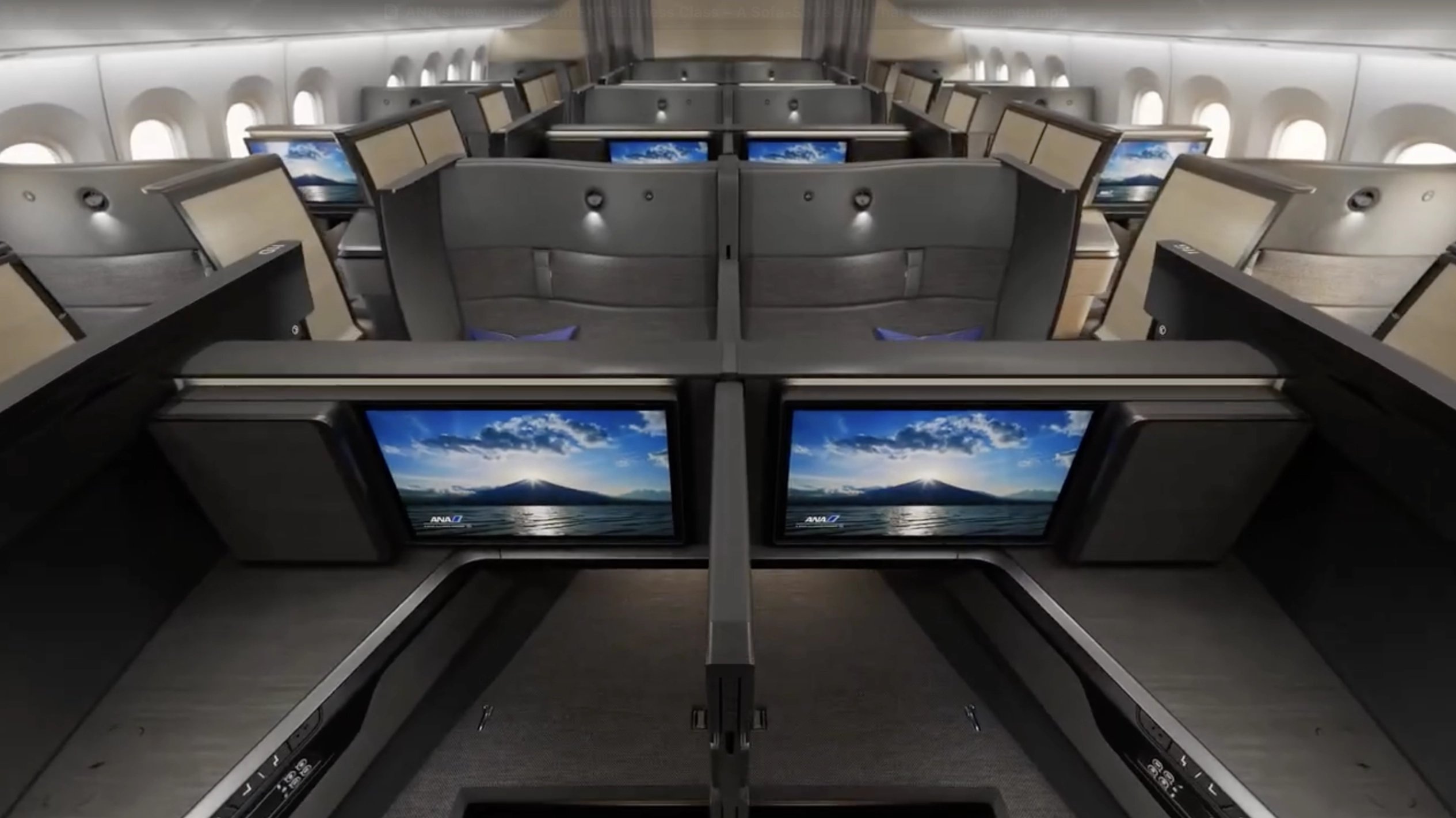 Interior view of ANA's new THE Room FX Business Class Cabin.