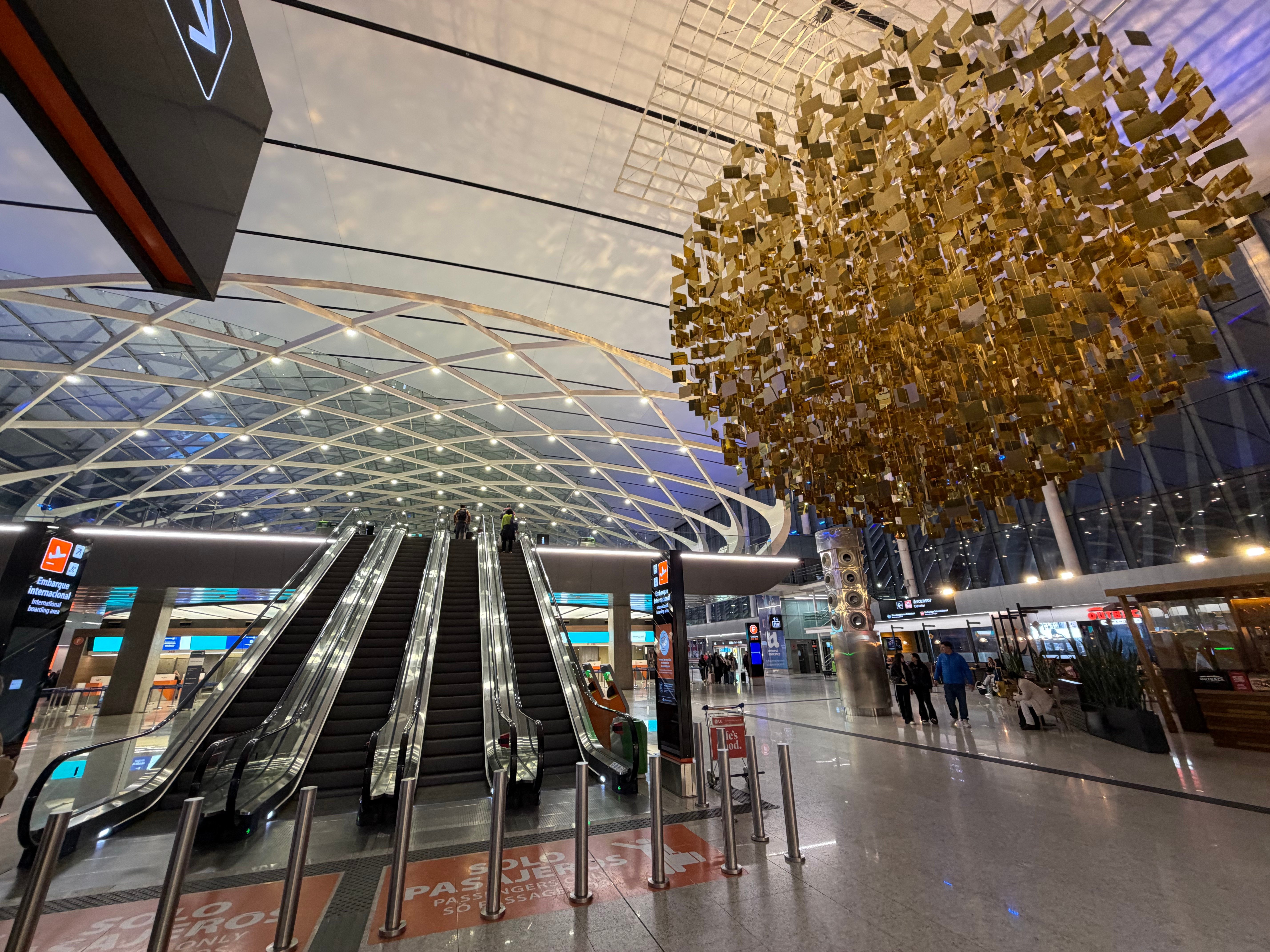 Interior of the international departures terminal at Buenos Aires Ezeiza airport.