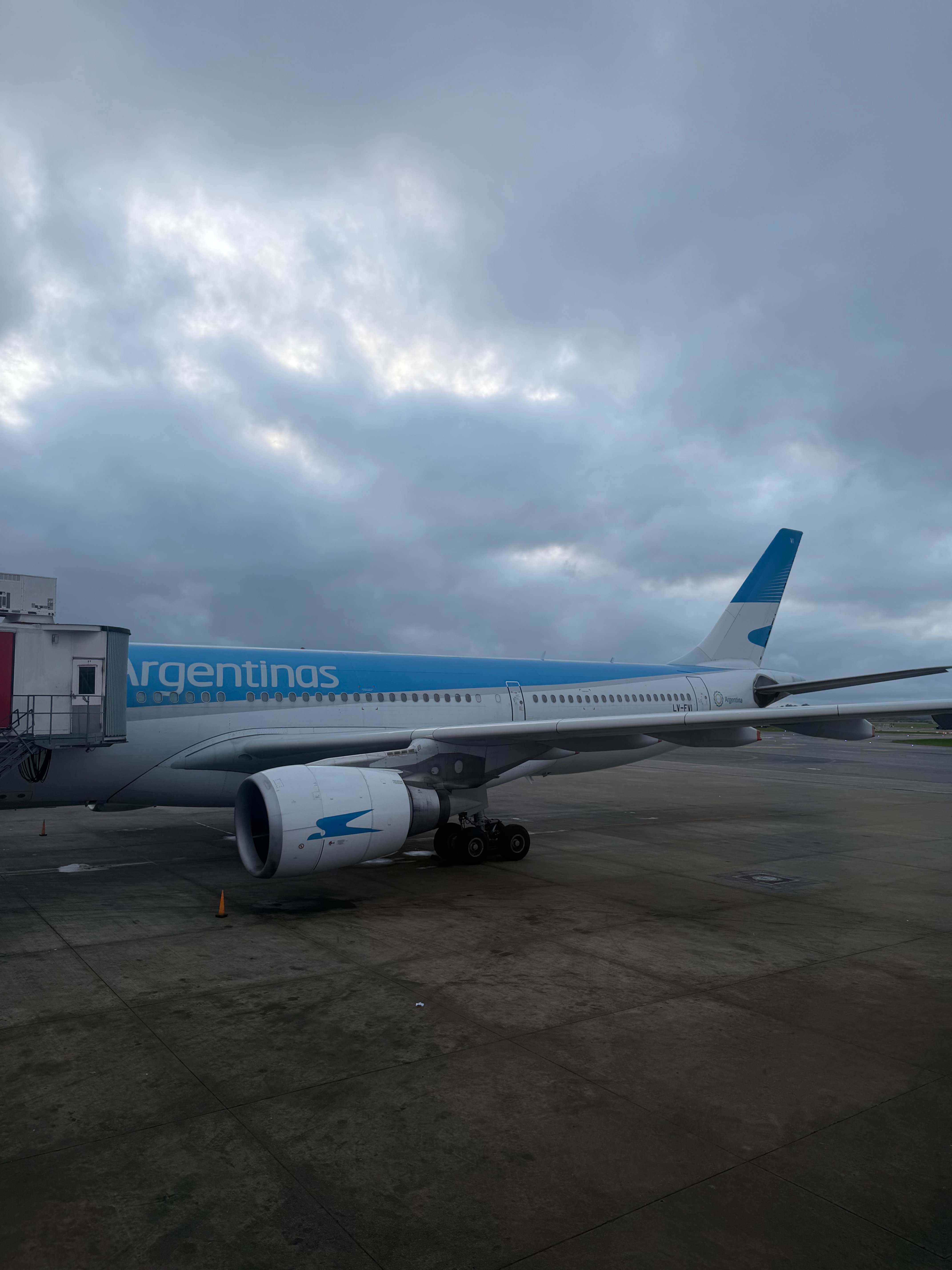 Side view of an Aerolíneas Argentinas Airbus A330 at Buenos Aires Ezeiza airport.