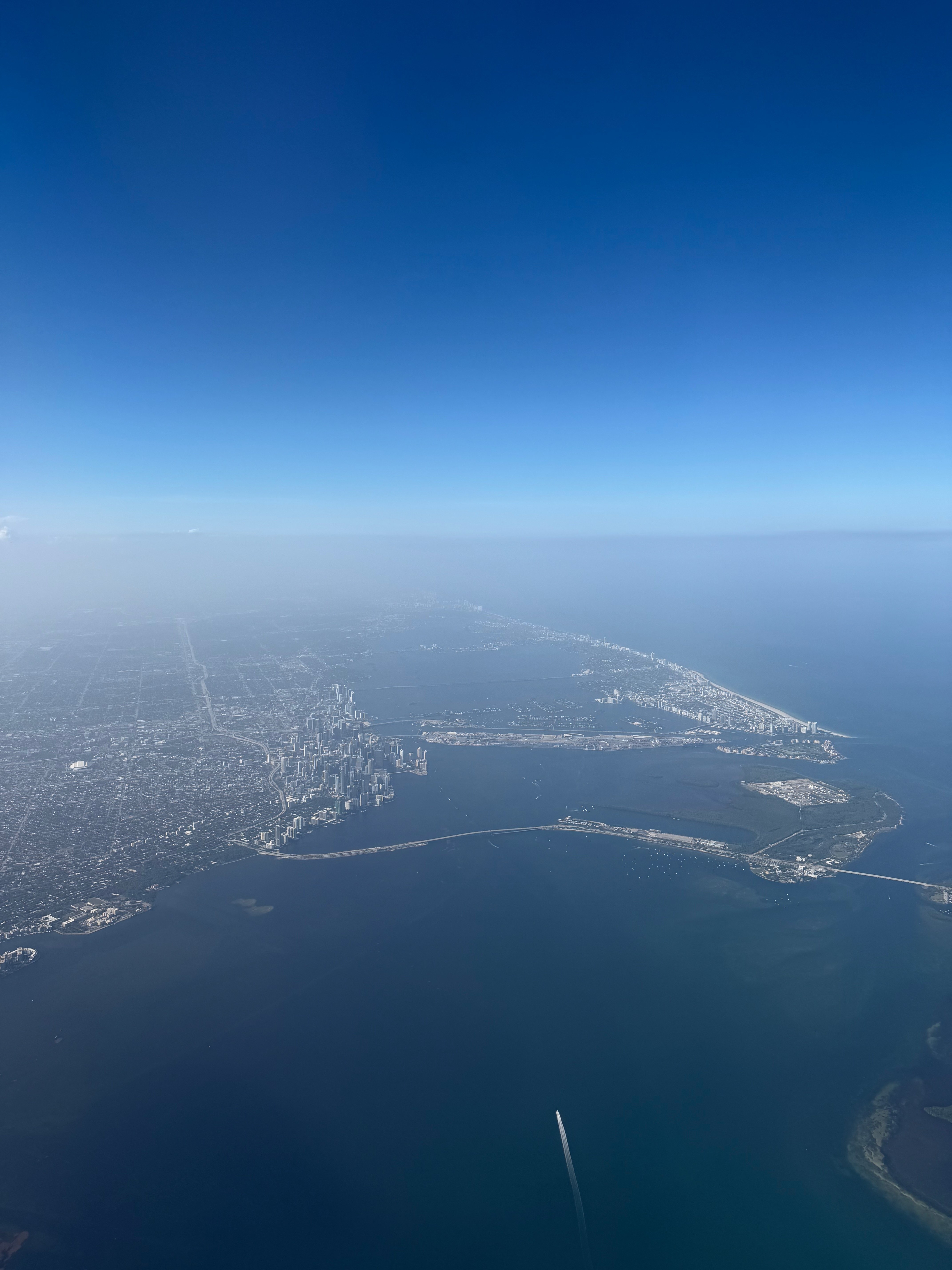 Miami coastline seen from the Airbus A330 during descent.