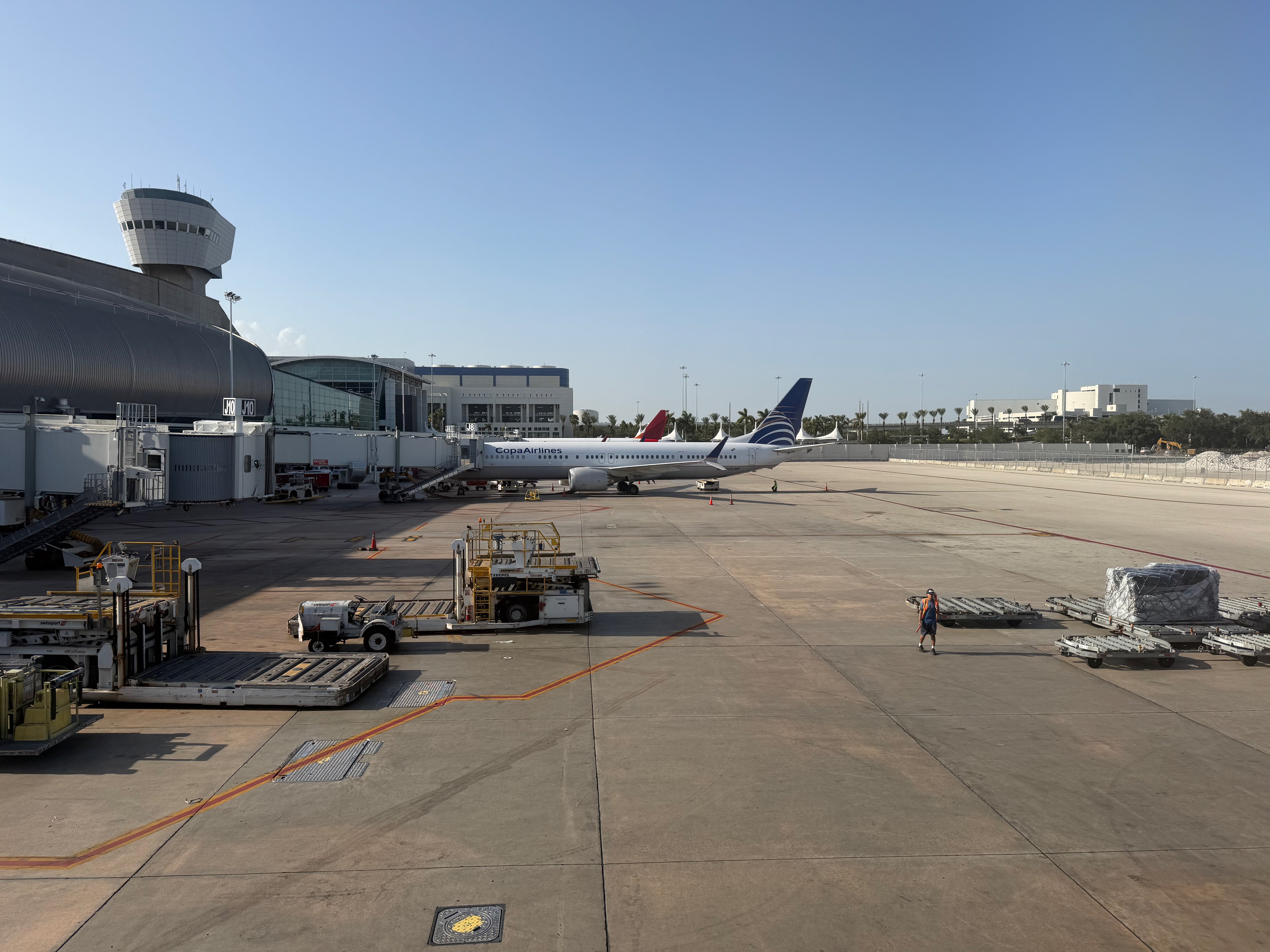 Miami International Airport ramp and terminal seen after arrival.