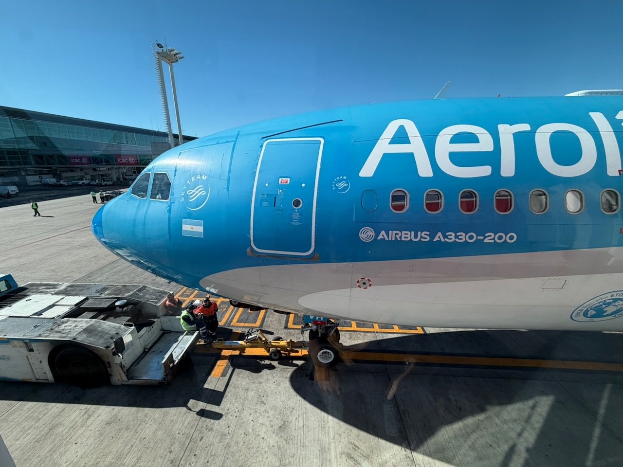 Aerolíneas Argentinas Airbus A330-200 at the gate in Buenos Aires Ezeiza before departure.