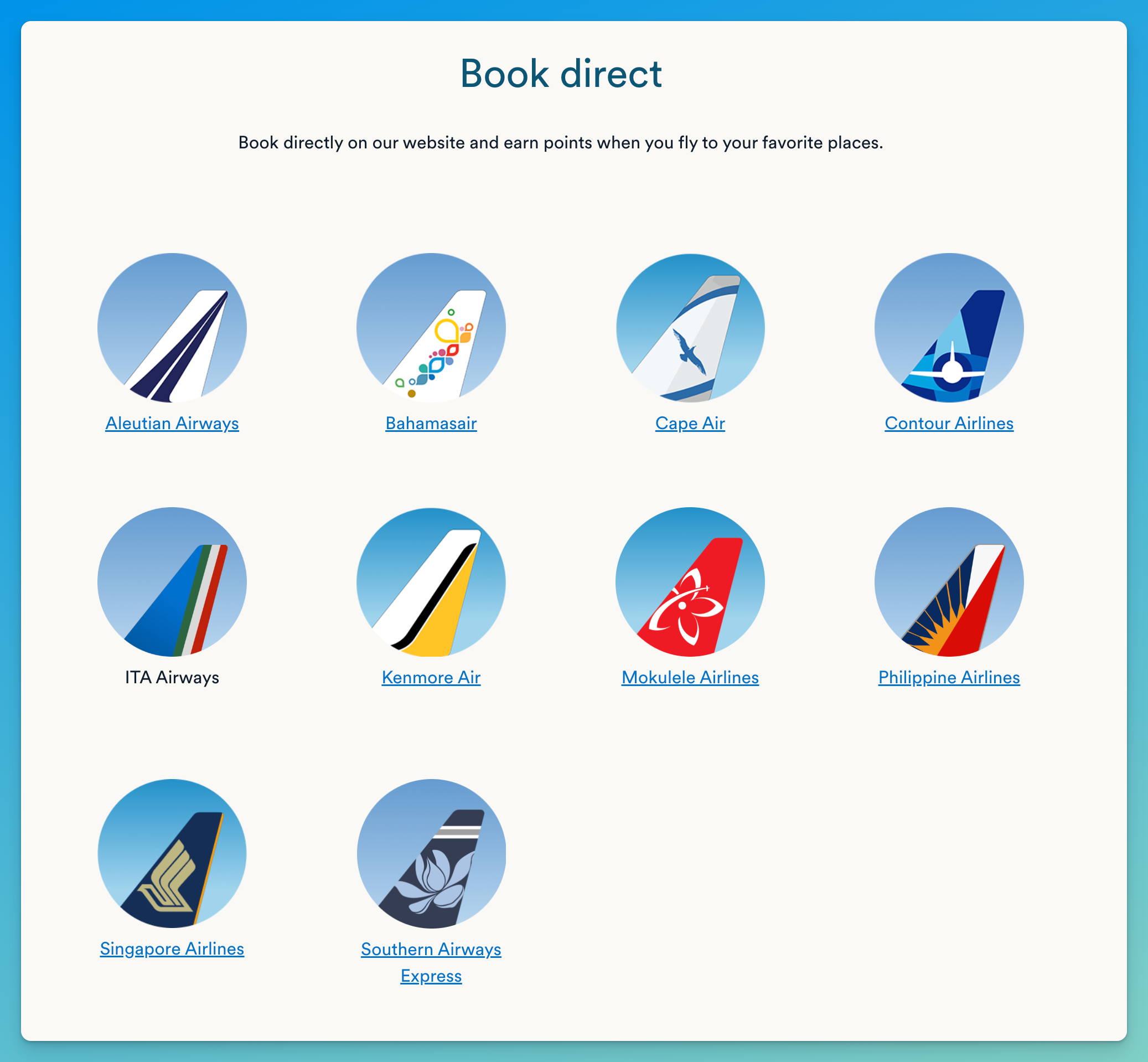 Atmos Rewards book-direct airline partners that can earn points on eligible tickets sold by Alaska or Hawaiian.