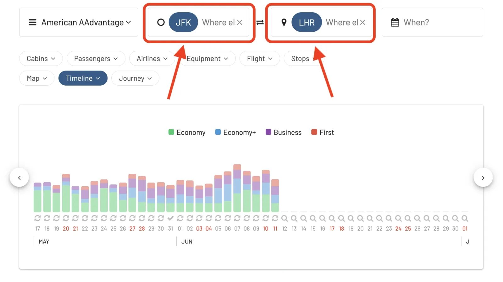 AwardFares Timeline View (2025)