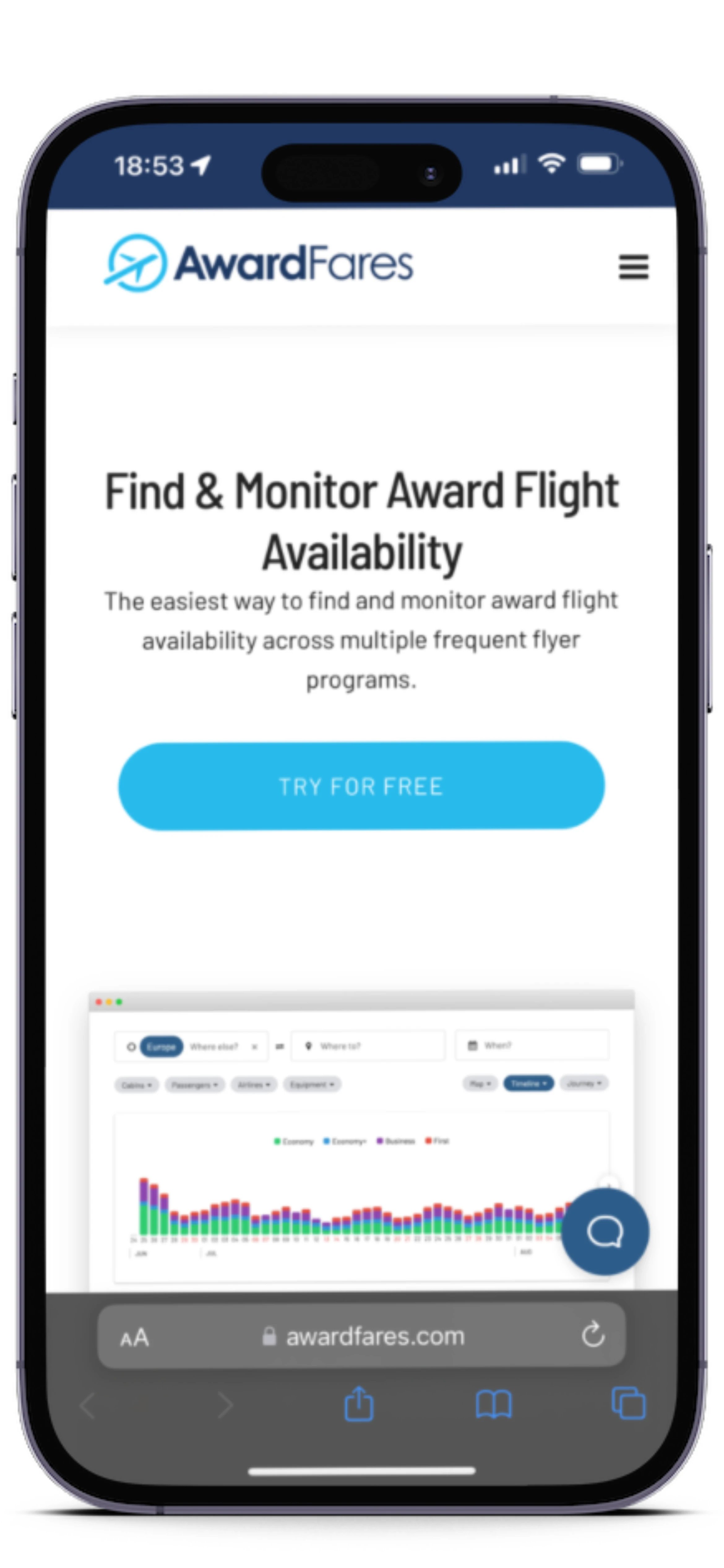 Install AwardFares on iPhone (Step 1).