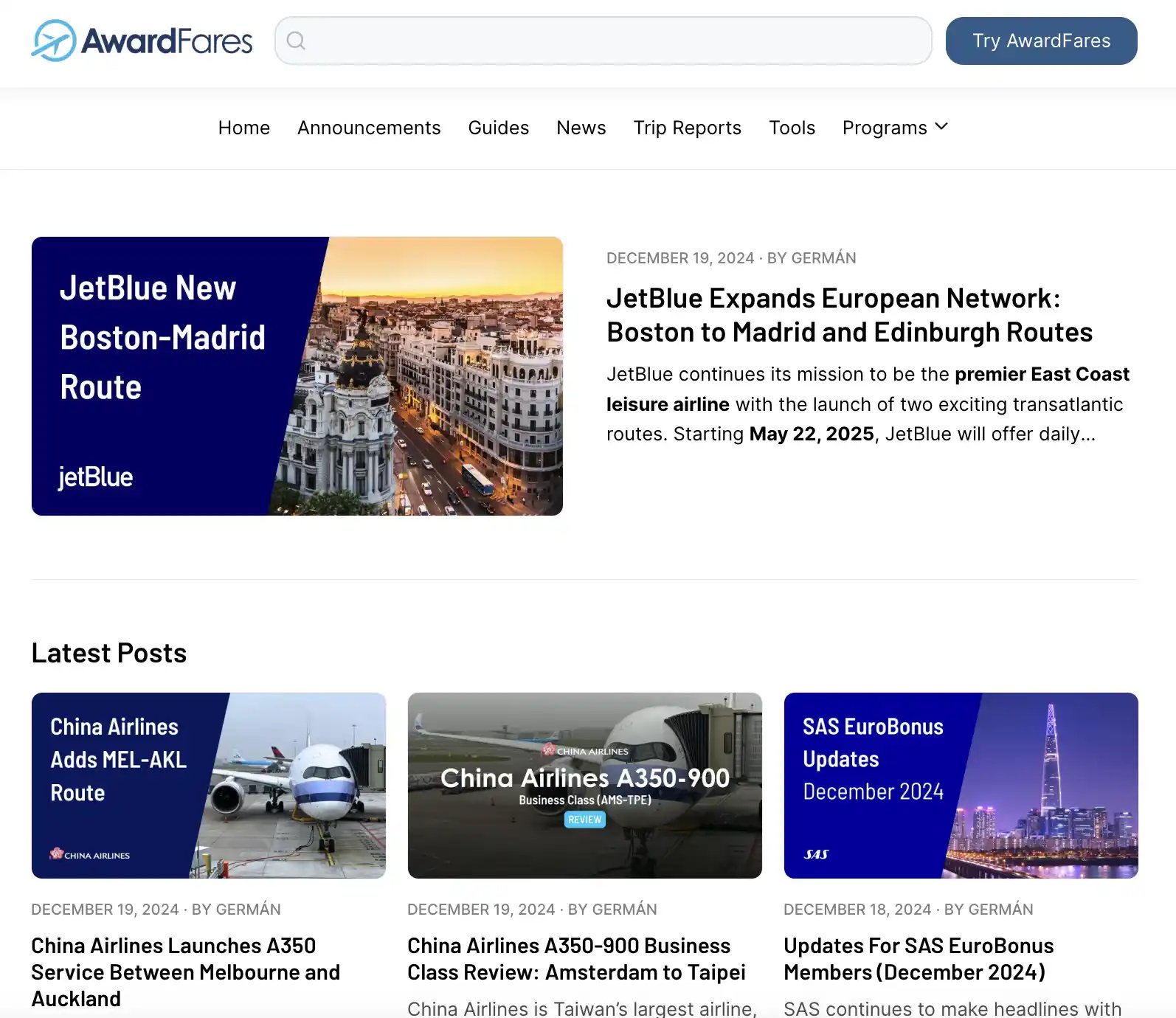 The AwardFares Blog.