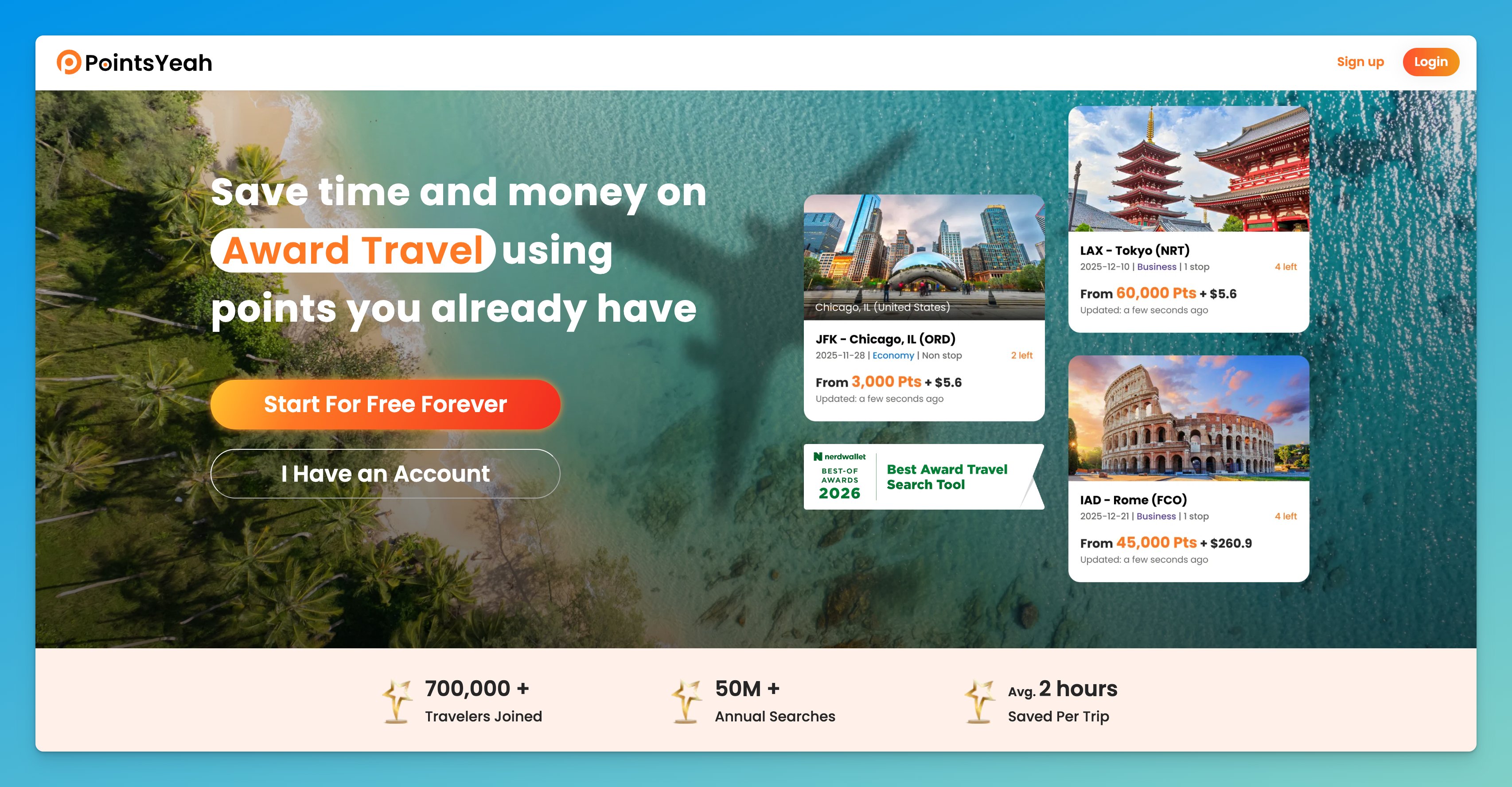 PointsYeah Home Page.